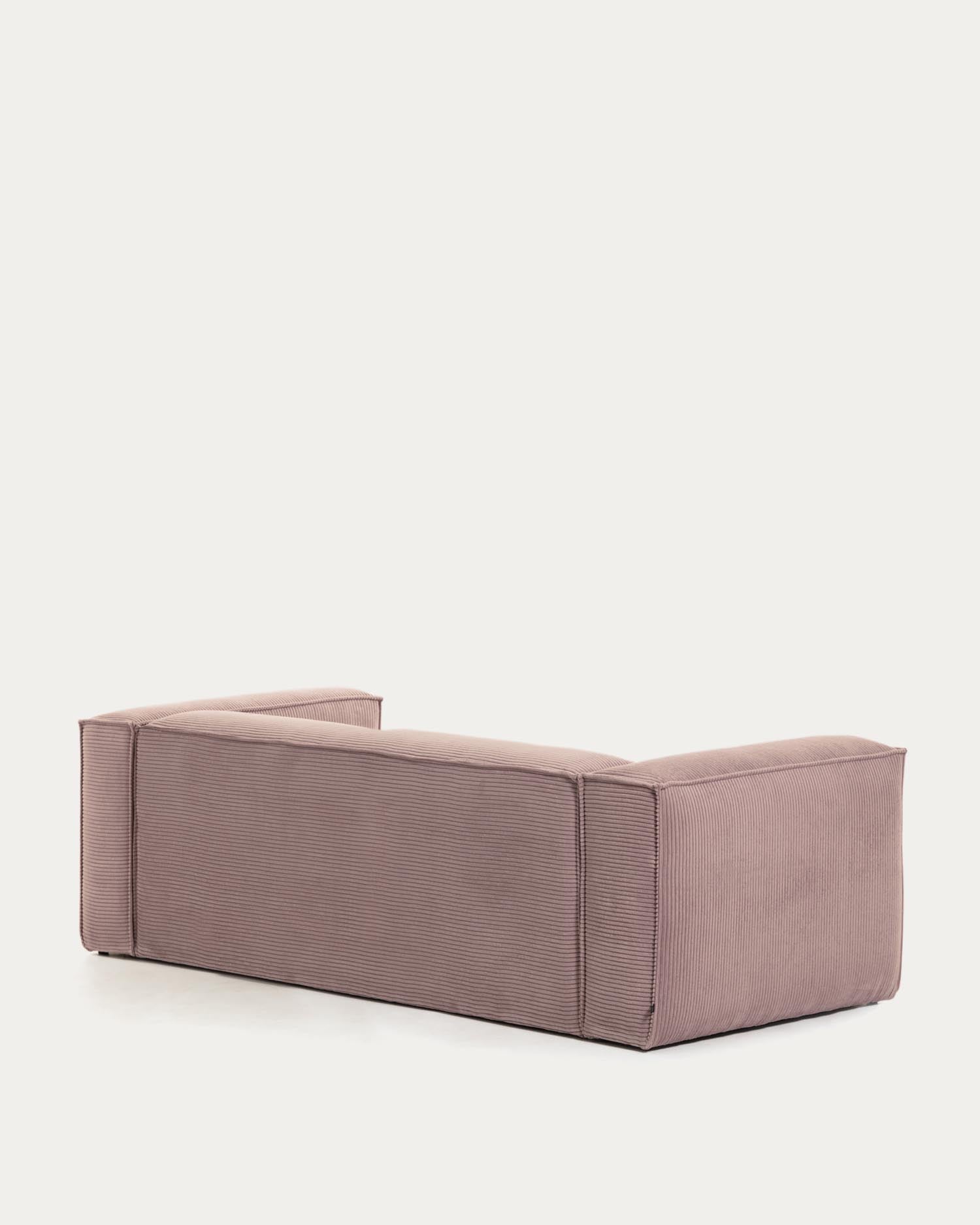 Elegantes 3-Sitzer-Sofa in rosa Cord, 240 cm breit, vereint Komfort und Stil für vielseitige Wohnräume.