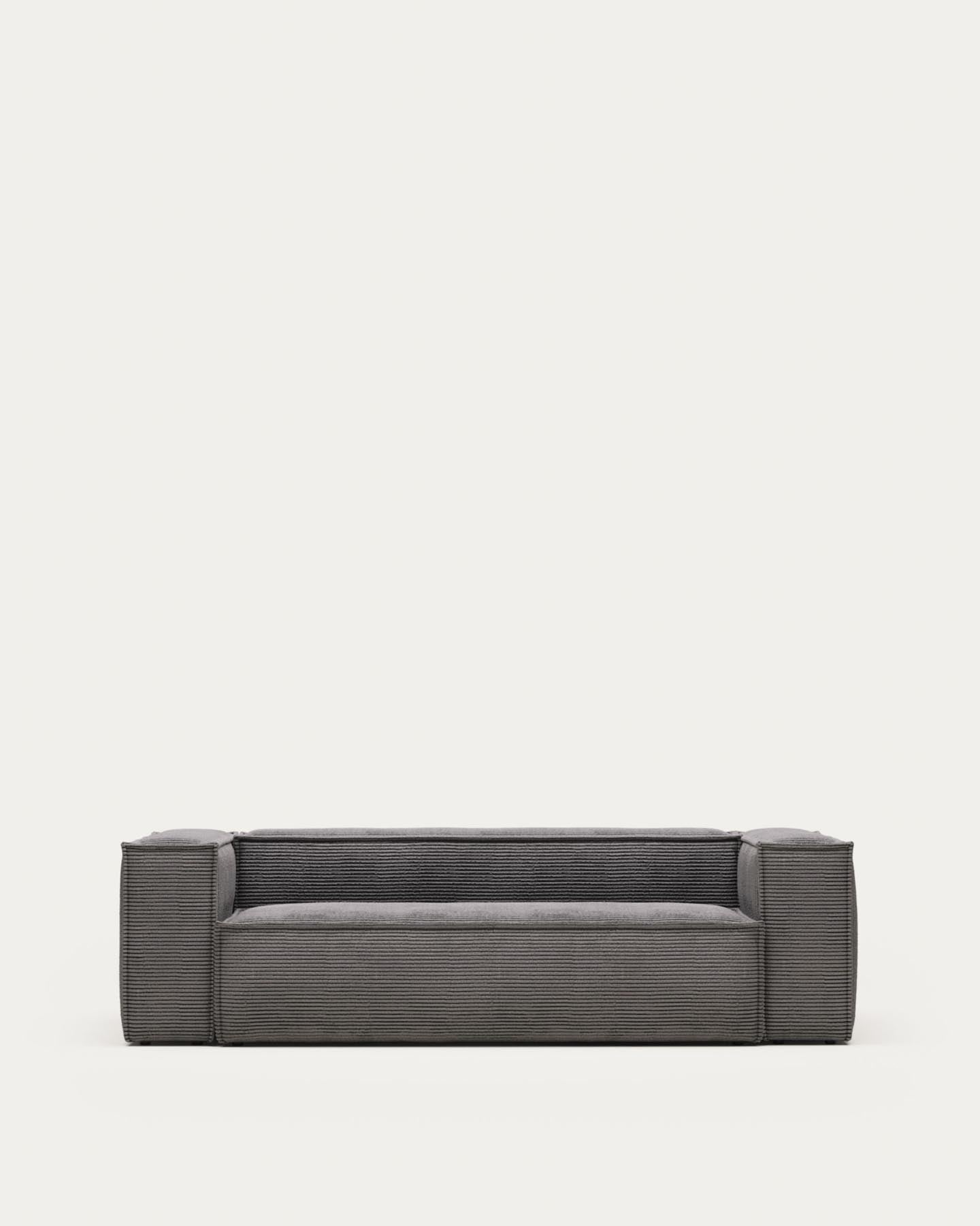 3-Sitzer-Sofa Blok, schwer entflammbar mit dickem, grauem Cord, 240 cm, FSC Mix Credit in Grau präsentiert im Onlineshop von KAQTU Design AG. 3er Sofa ist von Kave Home