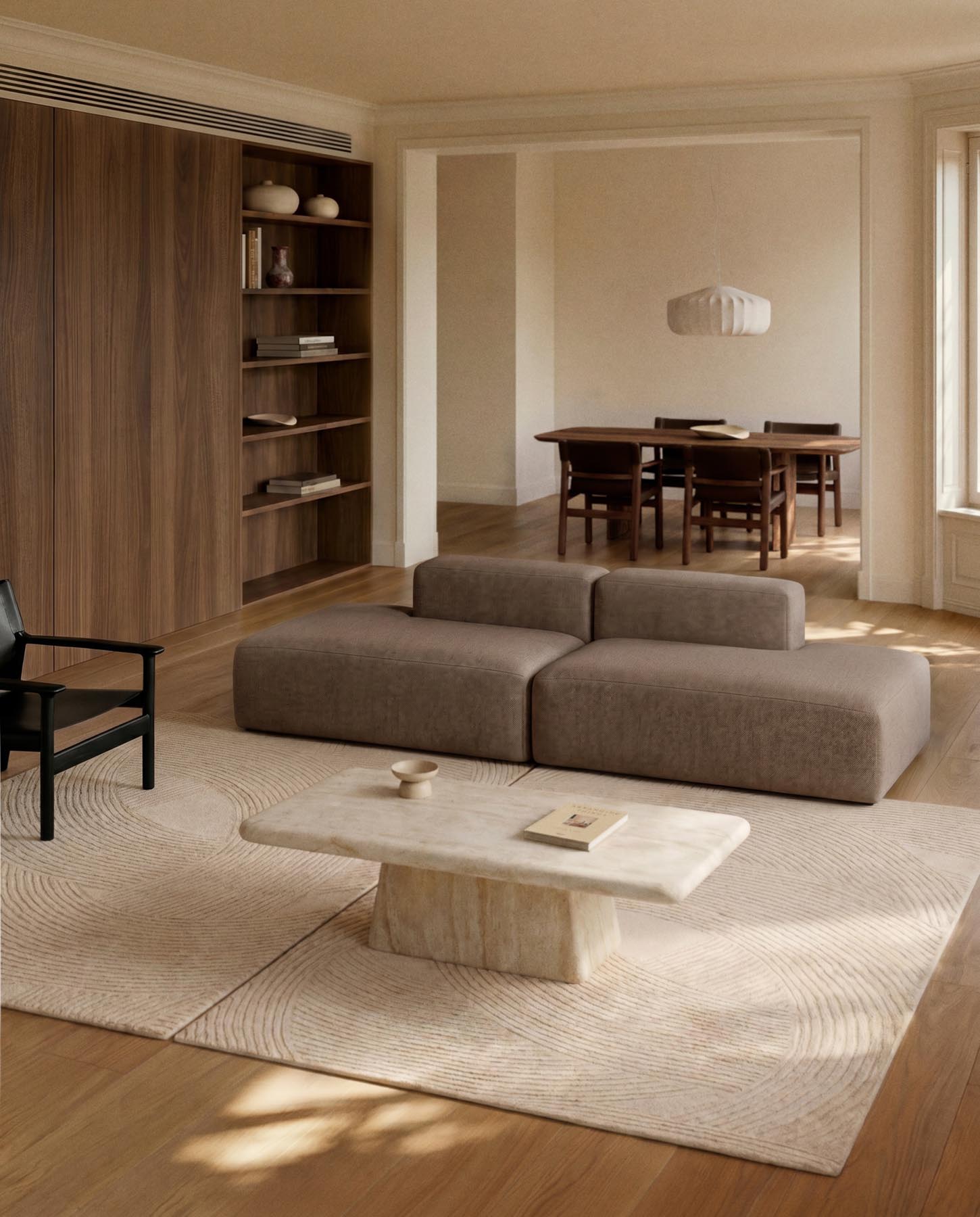 3-Sitzer-Sofa Blok in brauner Chenille, 290 cm, FSC Mix Credit in Taupe präsentiert im Onlineshop von KAQTU Design AG. 3er Sofa ist von Kave Home
