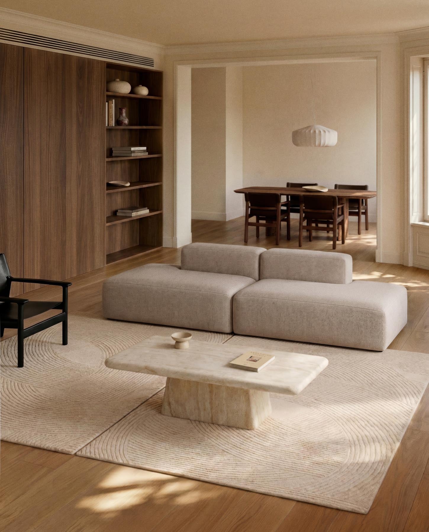 3-Sitzer-Sofa Blok in beiger Chenille, 290 cm, FSC Mix Credit in Beige präsentiert im Onlineshop von KAQTU Design AG. 3er Sofa ist von Kave Home