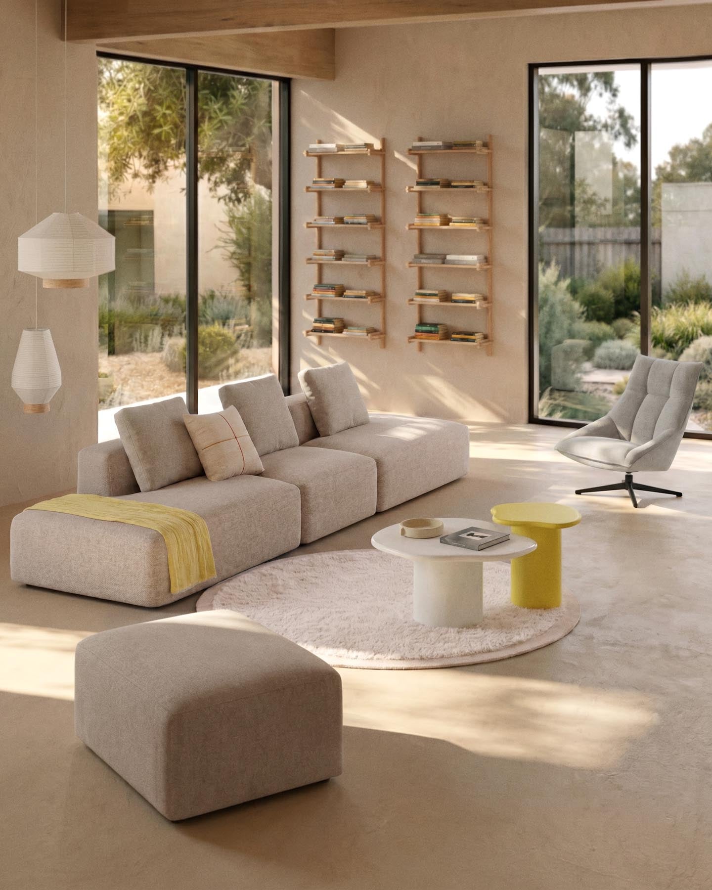 4-Sitzer-Sofa Blok in beiger Chenille, 380 cm, FSC Mix Credit in Beige präsentiert im Onlineshop von KAQTU Design AG. 4er Sofa ist von Kave Home