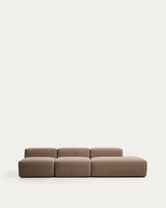 divano a 3 posti <tc>Blok</tc> con modulo edge sulla destra in <tc>braun</tc>ciniglia, 325 cm, FSC Mix Credit
