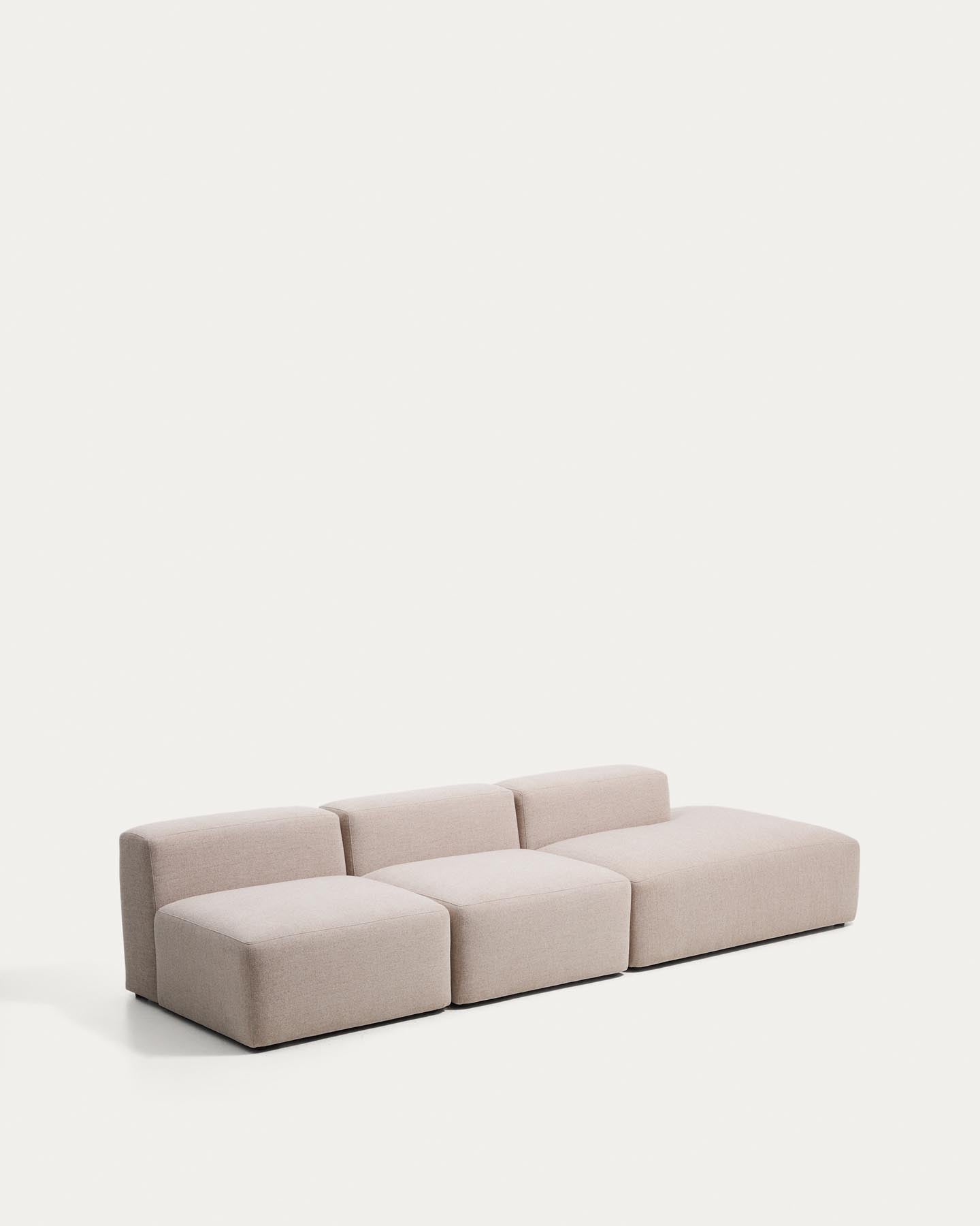 3-Sitzer-Sofa Blok mit Randmodul rechts in beiger Chenille, 325 cm, FSC Mix Credit in Beige präsentiert im Onlineshop von KAQTU Design AG. 3er Sofa ist von Kave Home