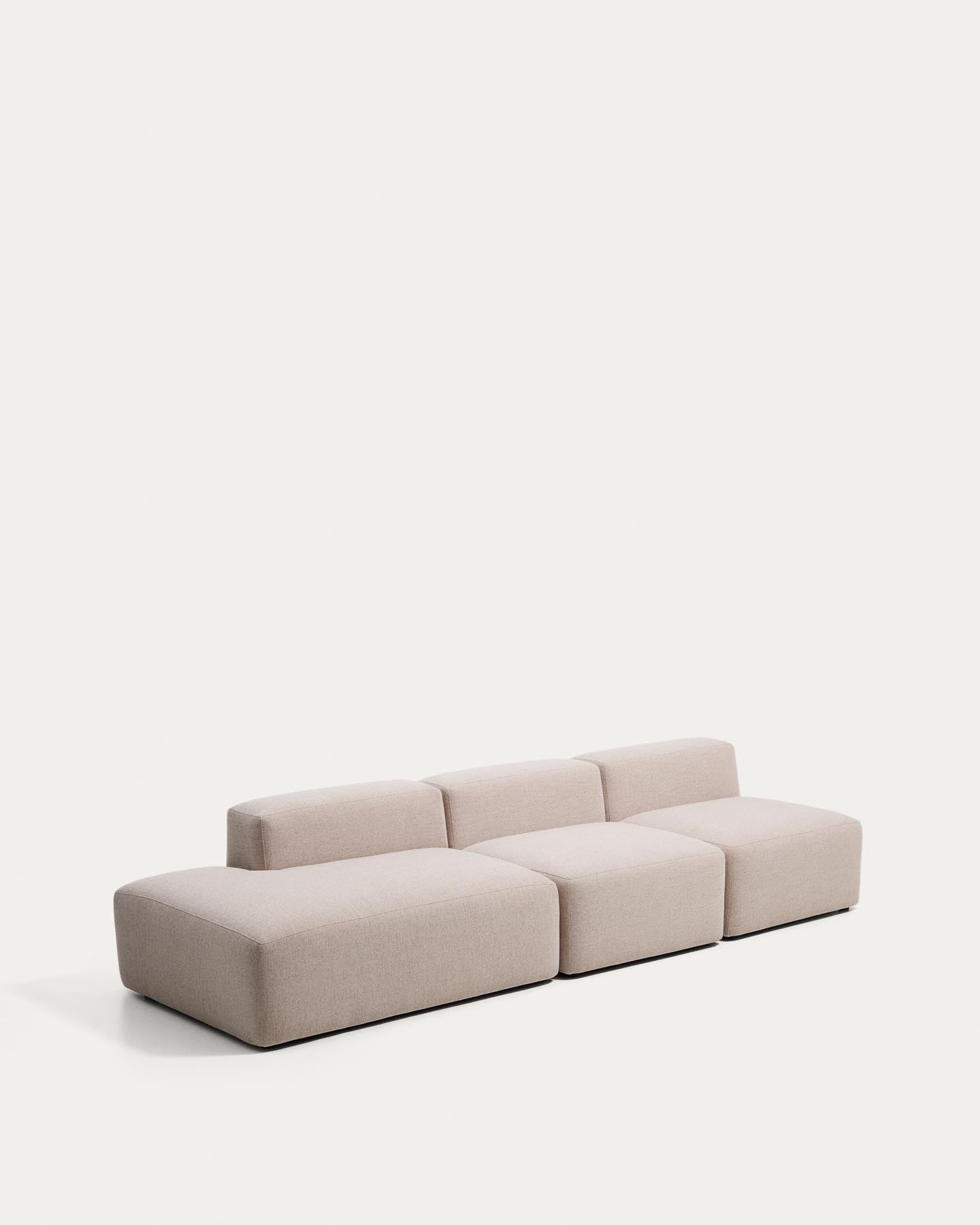 3-Sitzer-Sofa Blok mit Randmodul links in beiger Chenille, 325 cm, FSC Mix Credit in Beige präsentiert im Onlineshop von KAQTU Design AG. 3er Sofa ist von Kave Home