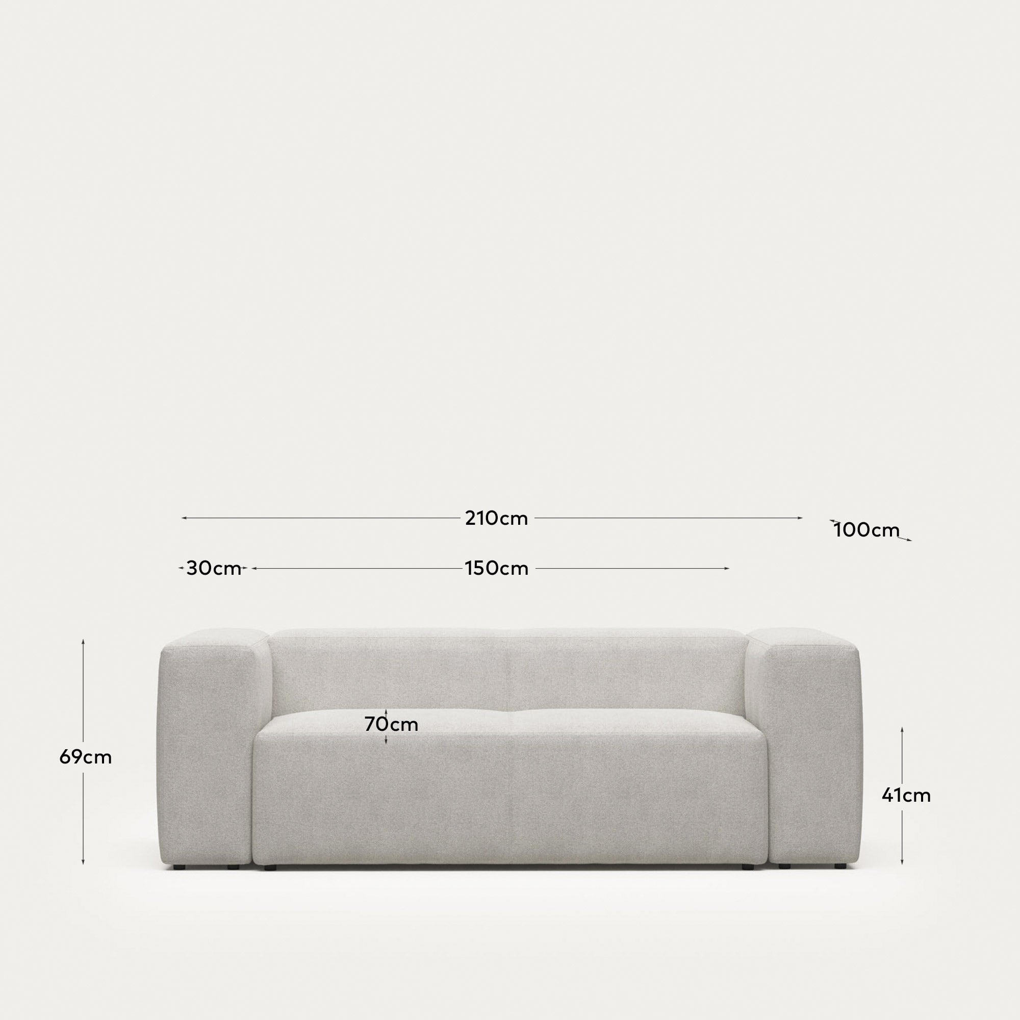 2-Sitzer-Sofa Blok, schwer entflammbar mit weissem Lammfellimitat, 210 cm, FSC Mix Credit in Weiss präsentiert im Onlineshop von KAQTU Design AG. 2er Sofa ist von Kave Home