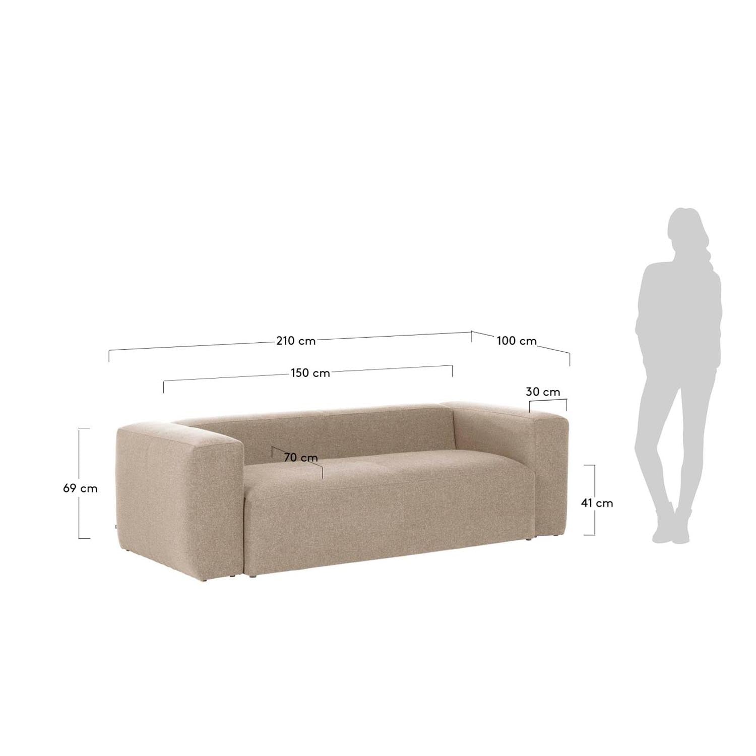 Blok 2-Sitzer Sofa beige 210 cm in Beige präsentiert im Onlineshop von KAQTU Design AG. 2er Sofa ist von Kave Home