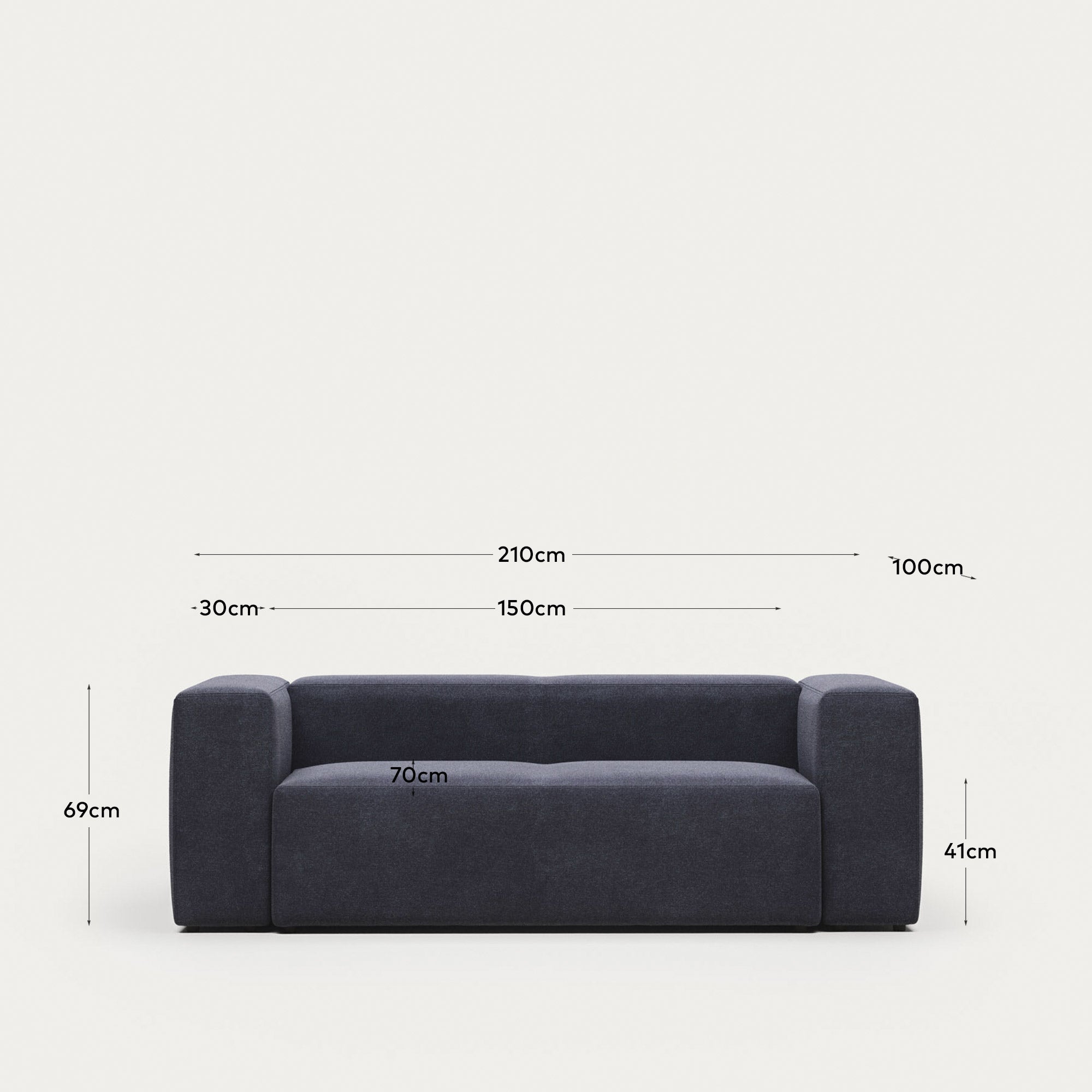 Blok 2-Sitzer-Sofa blau 210 cm FR in Blau präsentiert im Onlineshop von KAQTU Design AG. 2er Sofa ist von Kave Home