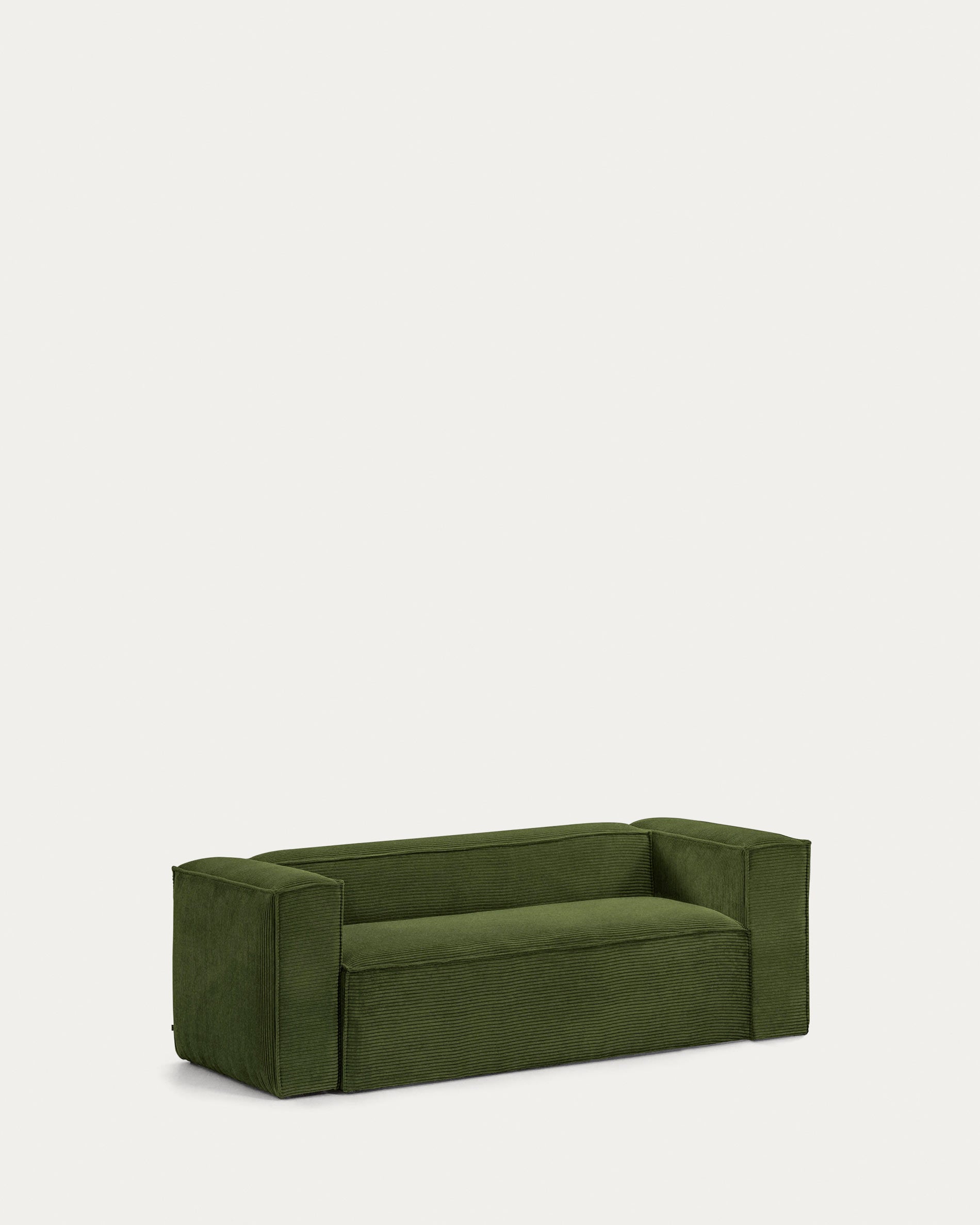 Elegantes 2-Sitzer-Sofa in grünem Cord, 210 cm, FSC-zertifiziert, für stilvollen Komfort und Nachhaltigkeit.