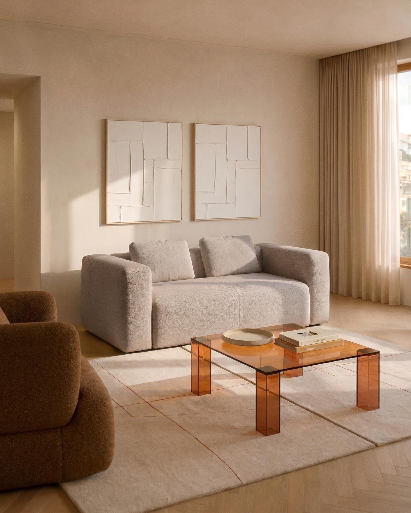 2-Sitzer-Sofa Blok in beiger Chenille, 210 cm, FSC Mix Credit in Beige präsentiert im Onlineshop von KAQTU Design AG. 2er Sofa ist von Kave Home