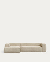 divano a 4 posti <tc>Blok</tc> ignifugo con sedia<tc>elo</tc>lingua a sinistra e cordoncino spesso color ecru 330 cm FSC Mix Credit