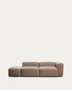 divano a 3 posti <tc>Blok</tc> con bracciolo destro e modulo bordo pouf in <tc>braun</tc>ciniglia, 270 cm, FSC Mix Credit