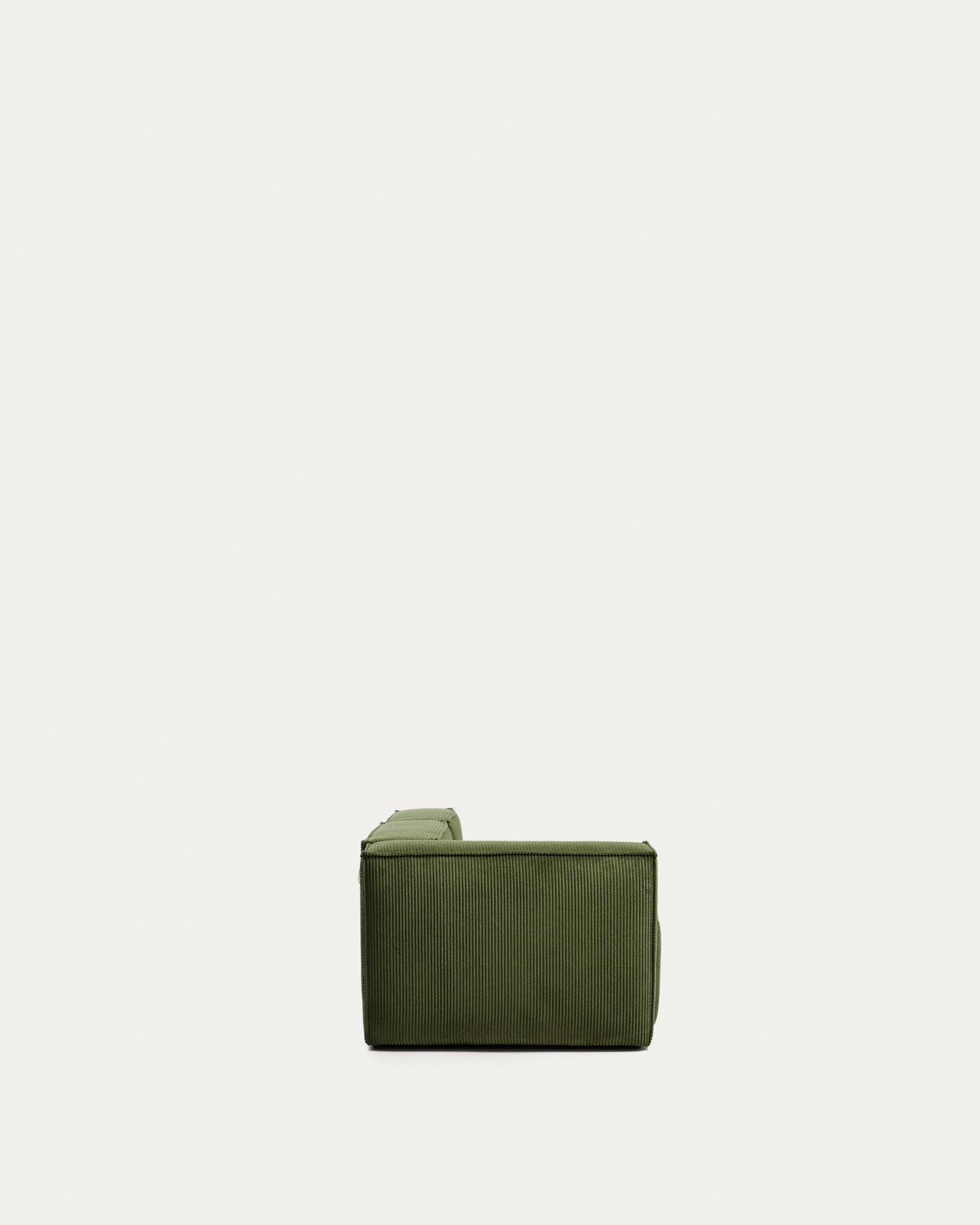 3-Sitzer-Sofa Blok mit Armlehne links und Pouf-Randmodul in grobem grünem Cord, 270 cm, FSC Mix Credit in Grün präsentiert im Onlineshop von KAQTU Design AG. 3er Sofa ist von Kave Home