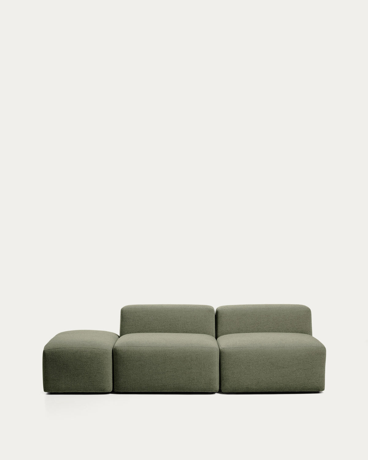 3-Sitzer-Sofa Blok mit Pouf-Randmodul in moosgrüner Chenille, 240 cm, FSC Mix Credit in Grün präsentiert im Onlineshop von KAQTU Design AG. 3er Sofa ist von Kave Home