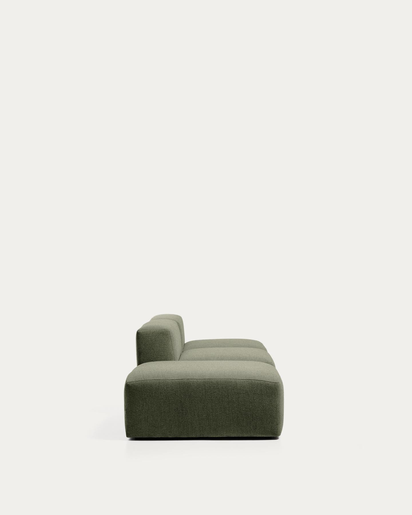3-Sitzer-Sofa Blok mit Pouf-Randmodul in moosgrüner Chenille, 270 cm, FSC Mix Credit in Grün präsentiert im Onlineshop von KAQTU Design AG. 3er Sofa ist von Kave Home