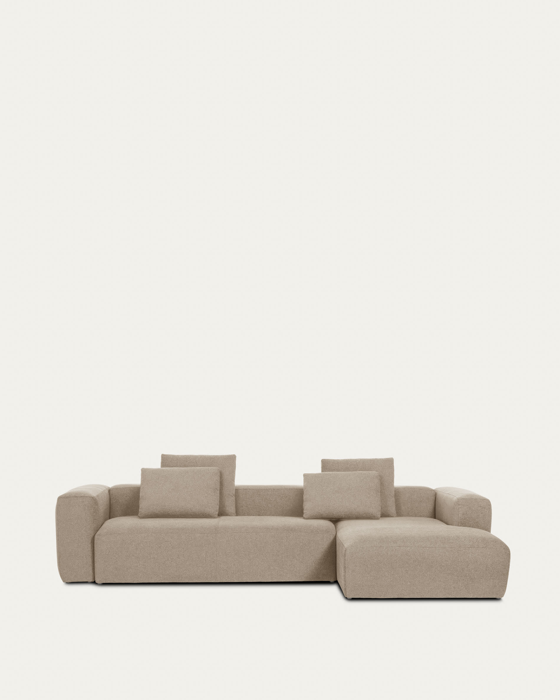 Elegantes 4-Sitzer Sofa mit rechter Chaiselongue in Beige, 330 cm breit, FSC-zertifiziert, für stilvollen Komfort.