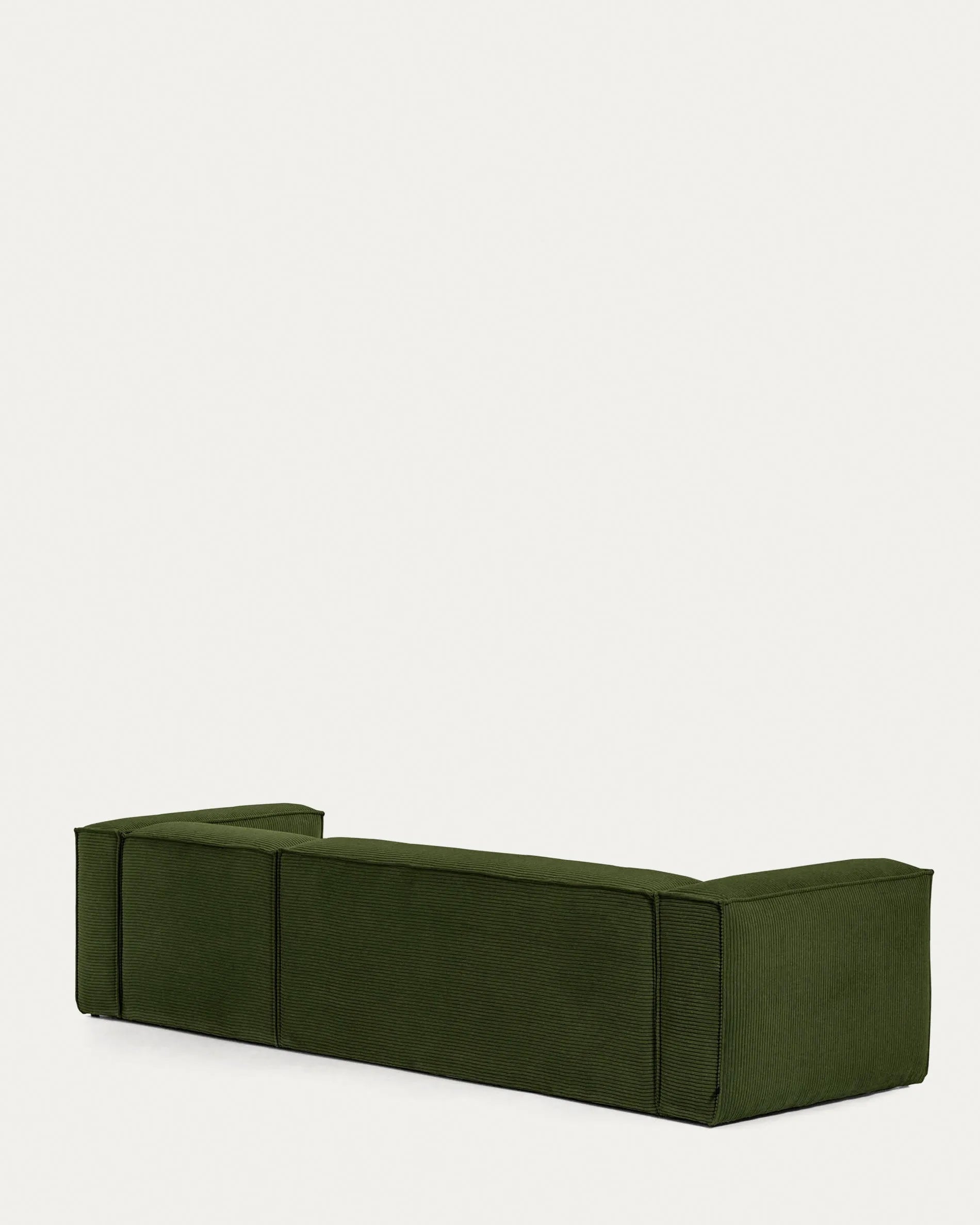 Elegantes 4-Sitzer-Sofa mit rechter Chaiselongue, grünem Cordbezug, 330 cm breit, nachhaltig gefertigt, von Kave Home.