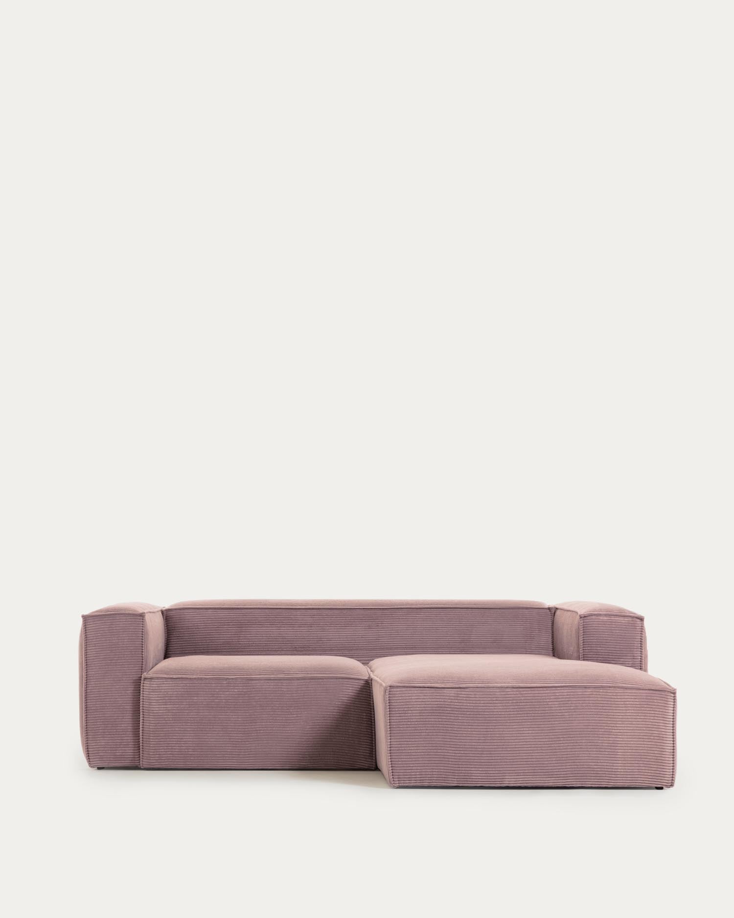 Elegantes 2-Sitzer-Sofa mit rechter Chaiselongue in rosa Cord, 240 cm breit, vereint Stil und Komfort für Ihr Zuhause.