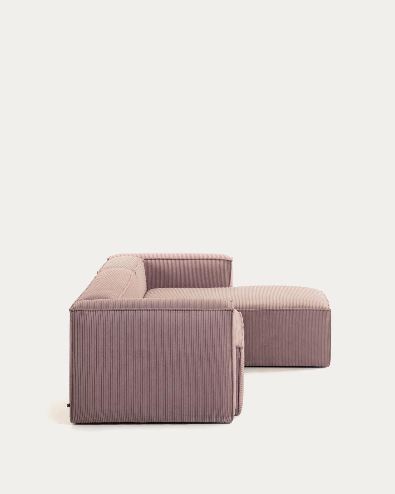 Elegantes 2-Sitzer-Sofa mit rechter Chaiselongue in rosa Cord, 240 cm breit, vereint Stil und Komfort für Ihr Zuhause.