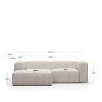 divano a 2 posti <tc>Blok</tc> con chais<tc>elo</tc>lingua sinistra, ignifugo con finta pelle di agnello bianca, 240 cm, FSC Mix Credit