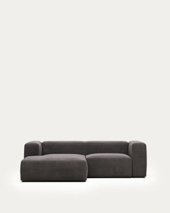 <tc>Blok</tc> Divano a 2 posti con chaise longue<tc>elo</tc>linguette grigie 240 cm FR