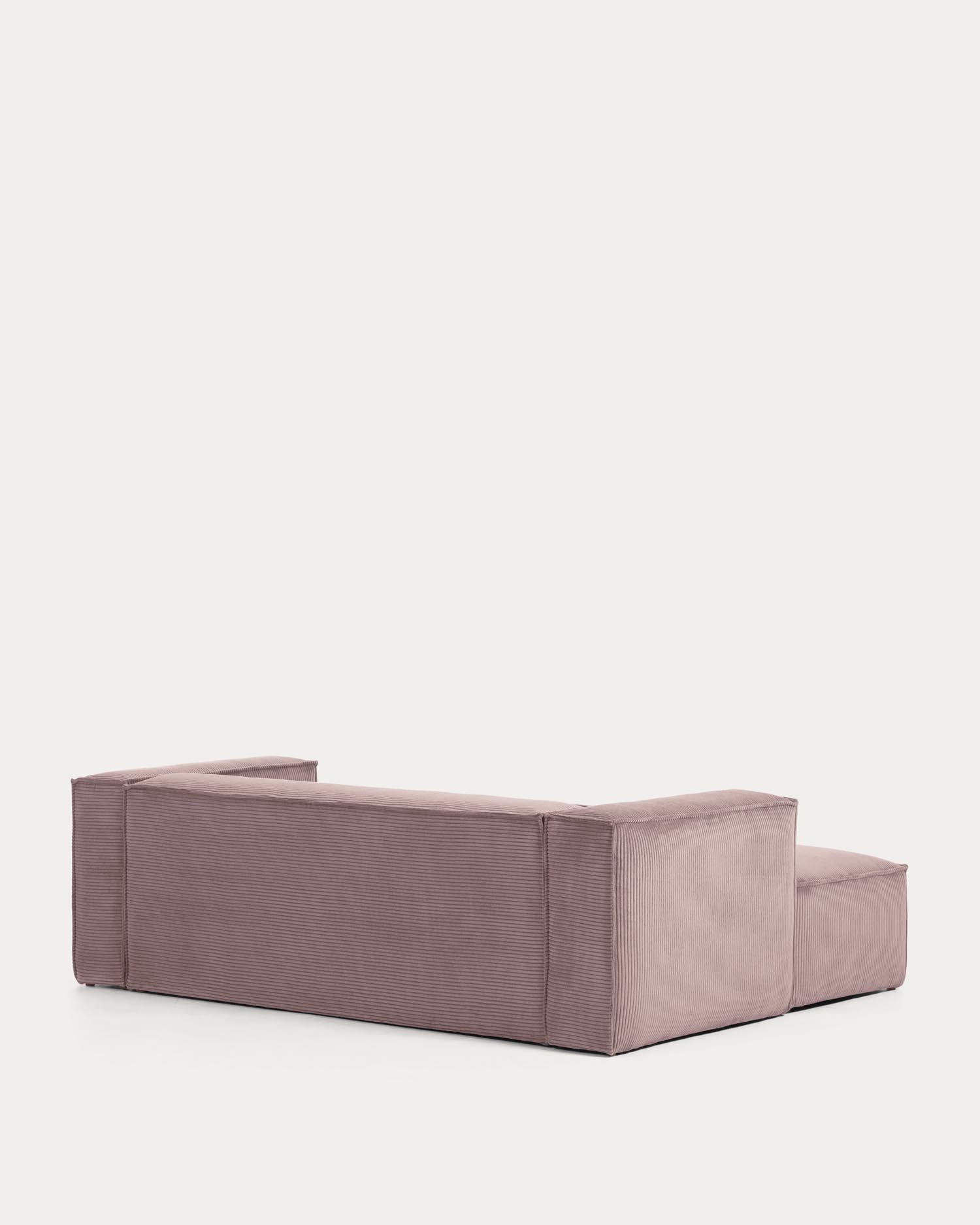Elegantes 2-Sitzer-Sofa mit Chaiselongue links, rosa Cordbezug, 240 cm breit, stilvoll und bequem von Kave Home.