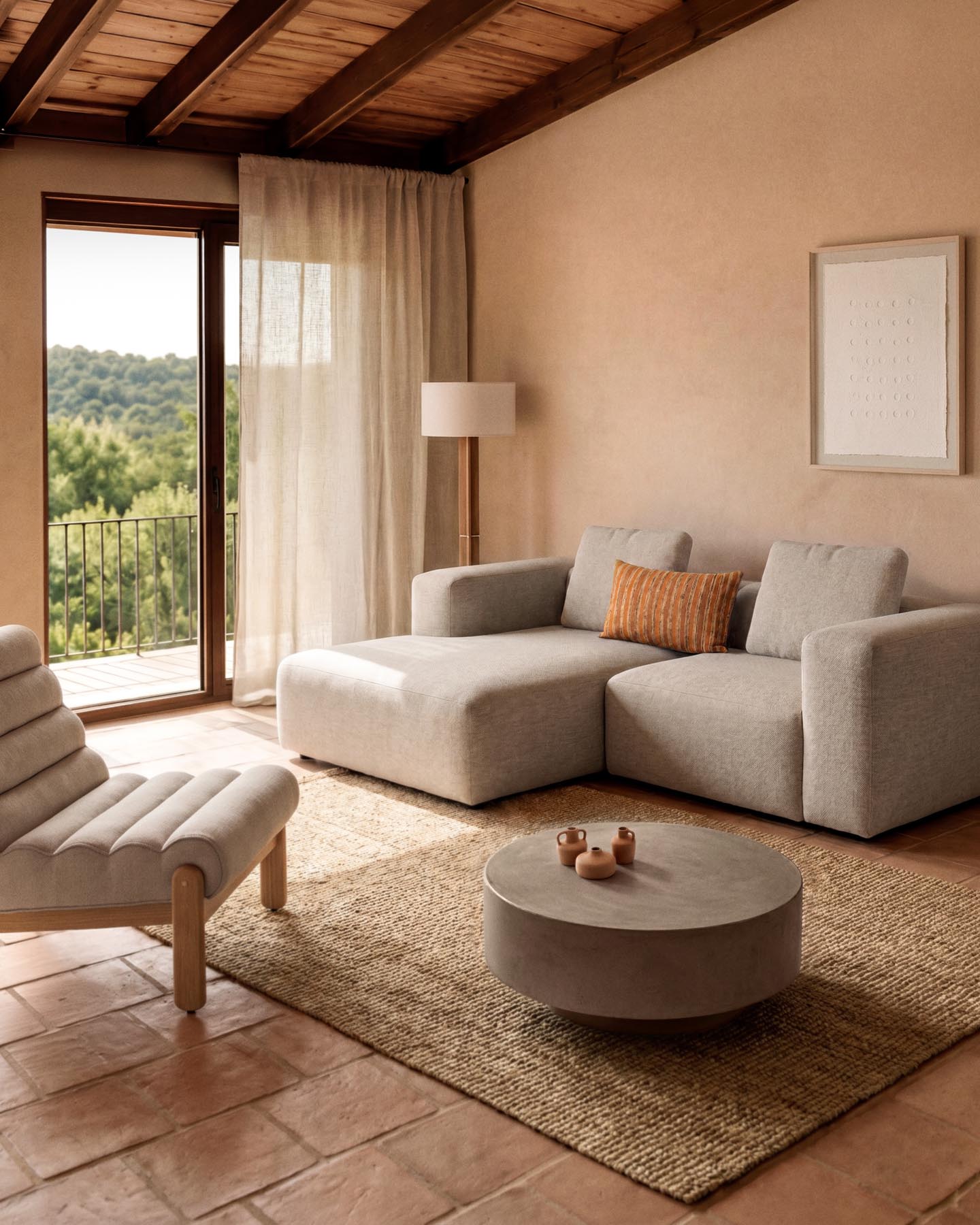 2-Sitzer-Sofa Blok mit Chaiselongue links in beiger Chenille, 240 cm, FSC Mix Credit in Beige präsentiert im Onlineshop von KAQTU Design AG. L-Sofa links ist von Kave Home