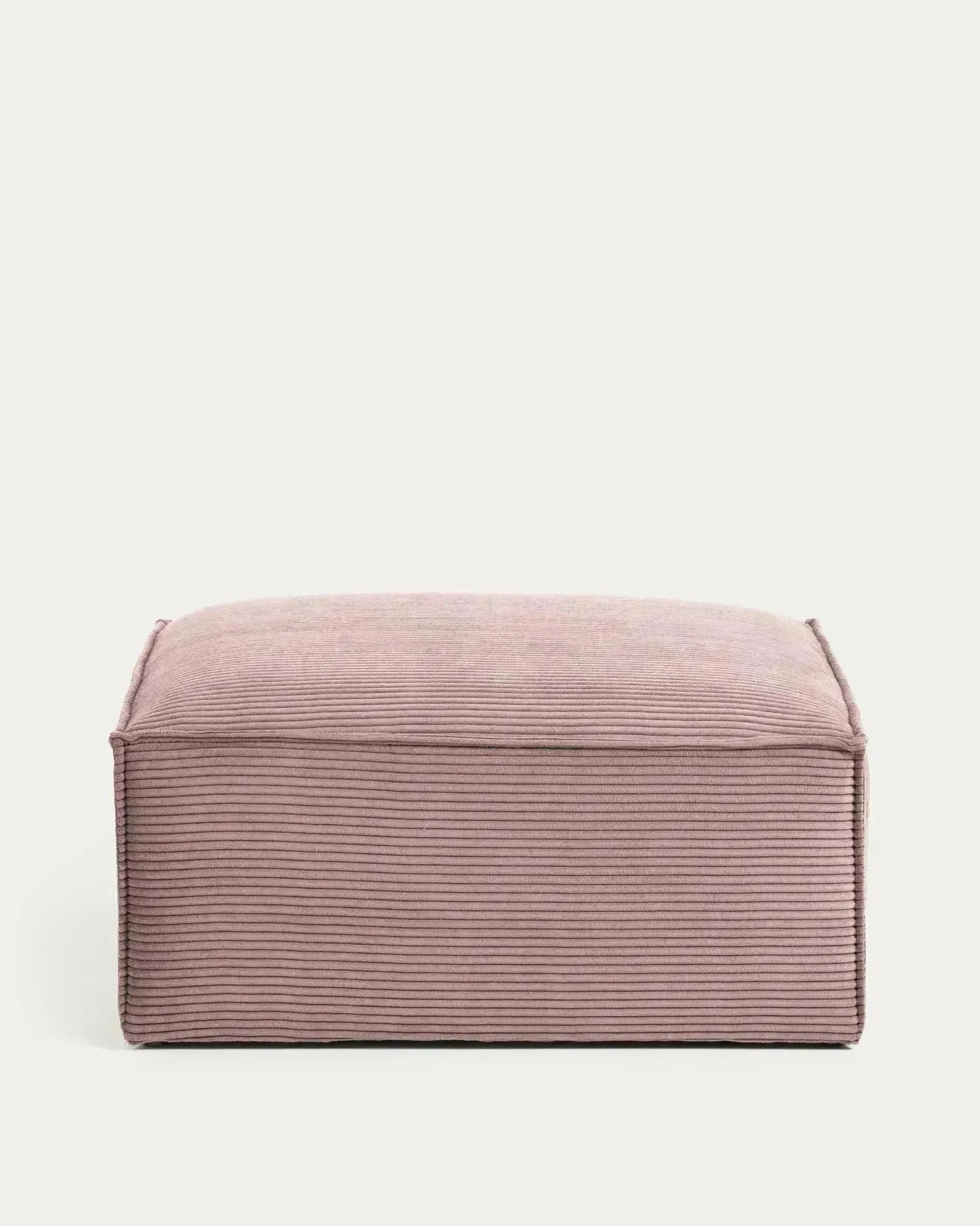 Rosa Fussablage aus breitem Cord, 90 x 74 cm, von Kave Home. Stilvolles Design für Komfort und Eleganz in Ihrem Wohnraum.