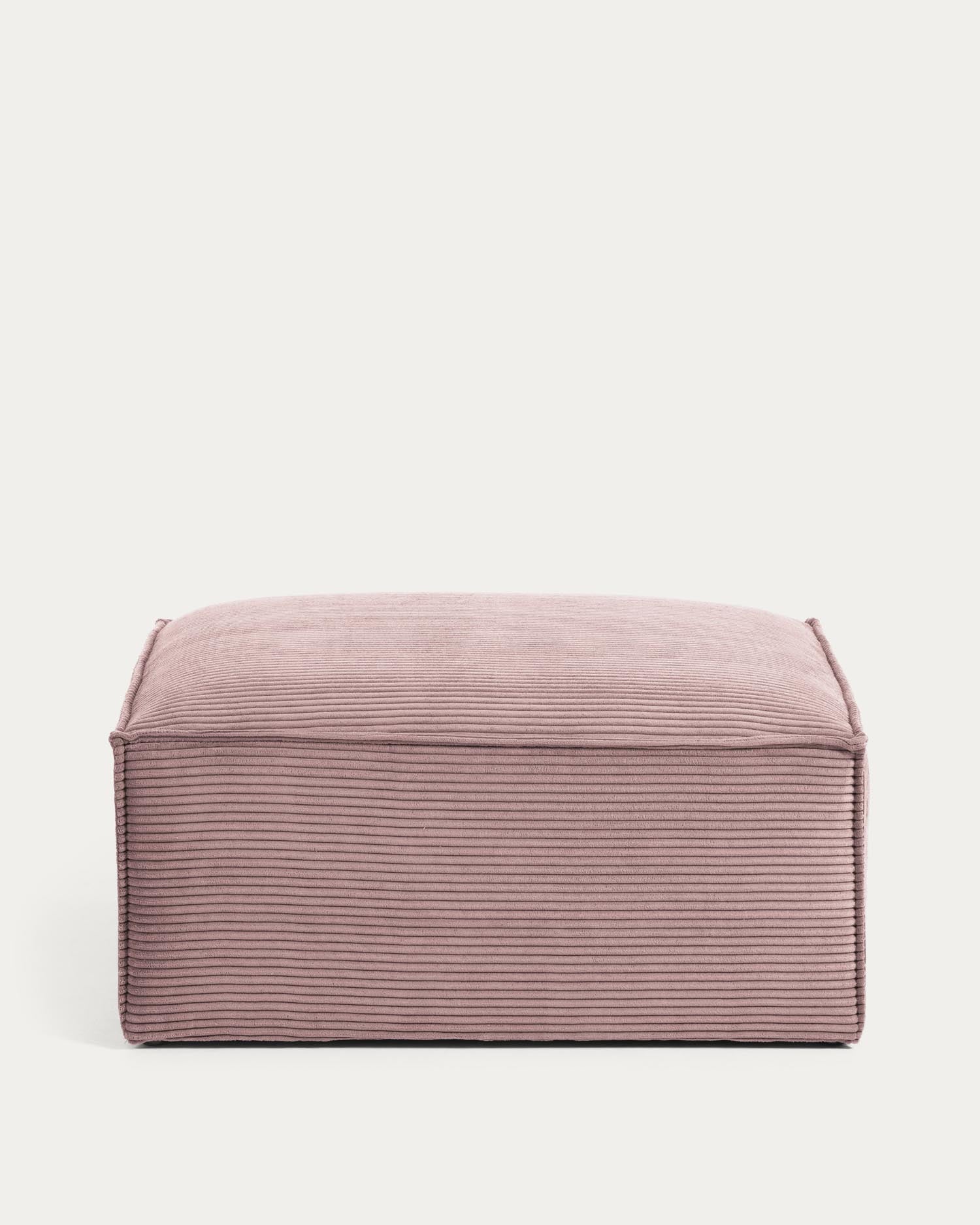 Rosa Fussablage aus breitem Cord, 90 x 74 cm, von Kave Home. Stilvolles Design für Komfort und Eleganz in Ihrem Wohnraum.