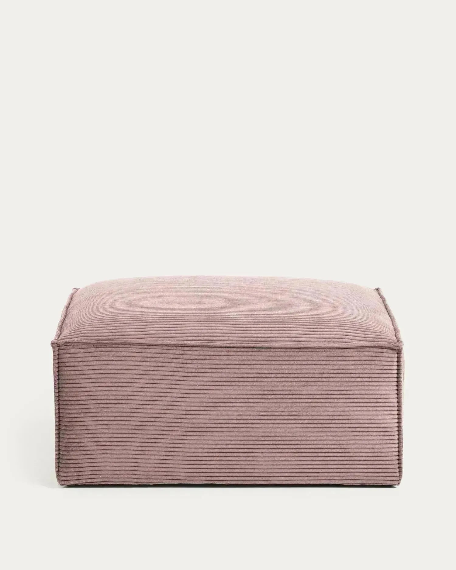 Rosa Fussablage aus breitem Cord, 90 x 74 cm, von Kave Home. Stilvolles Design für Komfort und Eleganz in Ihrem Wohnraum.