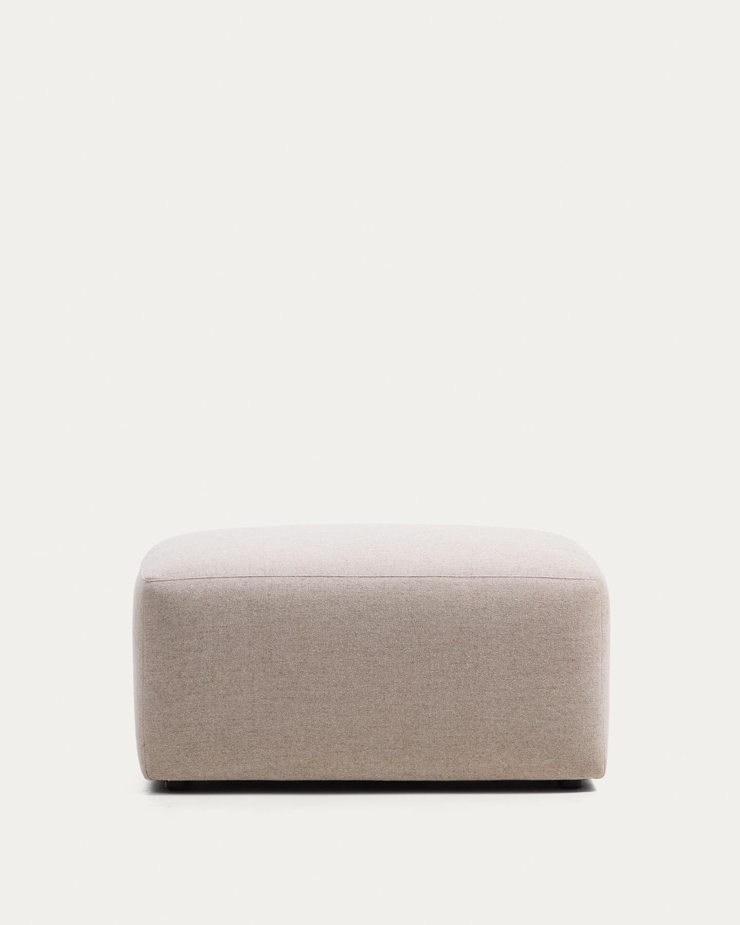 Fussablage Blok in beiger Chenille, 90 x 74 cm, FSC Mix Credit in Beige präsentiert im Onlineshop von KAQTU Design AG. Pouf ist von Kave Home