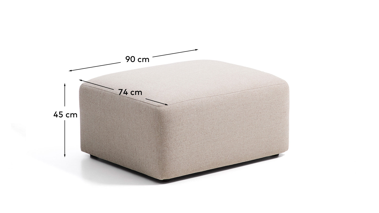 Fussablage Blok in beiger Chenille, 90 x 74 cm, FSC Mix Credit in Beige präsentiert im Onlineshop von KAQTU Design AG. Pouf ist von Kave Home