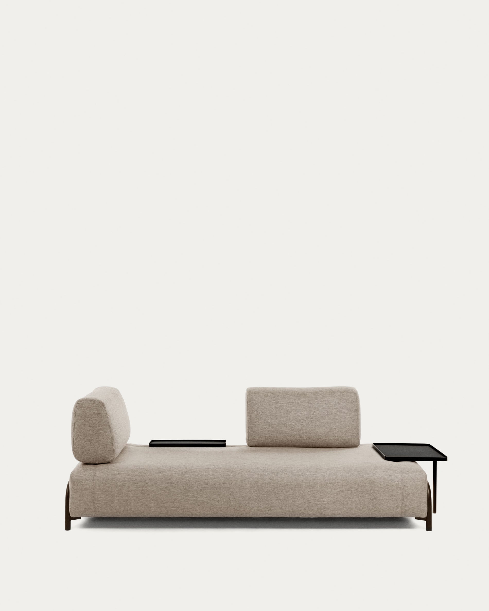 Elegantes 3-Sitzer Sofa in Beige-Grau, 232 cm, mit robustem Stoffbezug und flexiblem, modularem Design.