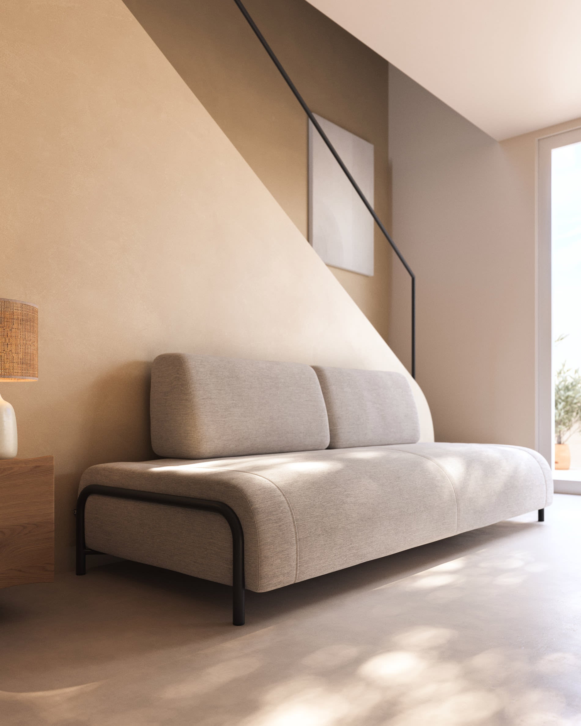 Stilvolles 3-Sitzer Modul von Kave Home in beige-grau, 232 cm breit. Ideal für gemütliche Stunden und flexible Raumgestaltung.