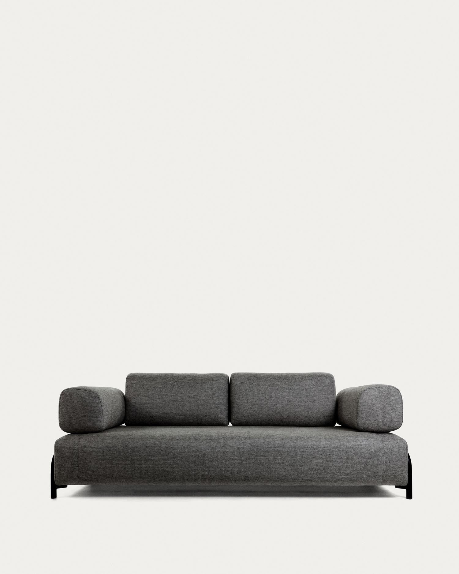 Elegantes 3-Sitzer Sofa in Dunkelgrau, 232 cm breit, mit strapazierfähigem Stoffbezug.