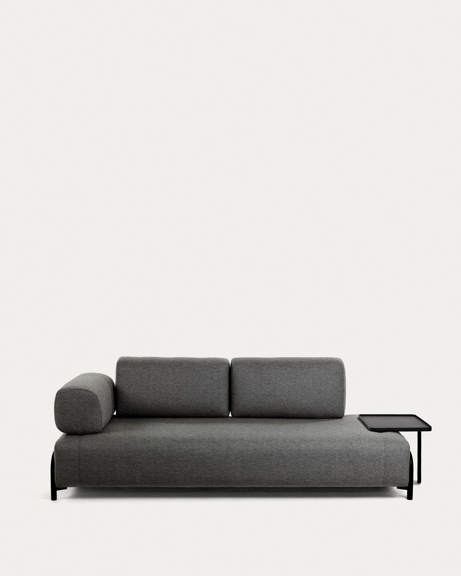 Elegantes 3-Sitzer Sofa in Dunkelgrau, 232 cm breit, mit strapazierfähigem Stoffbezug.