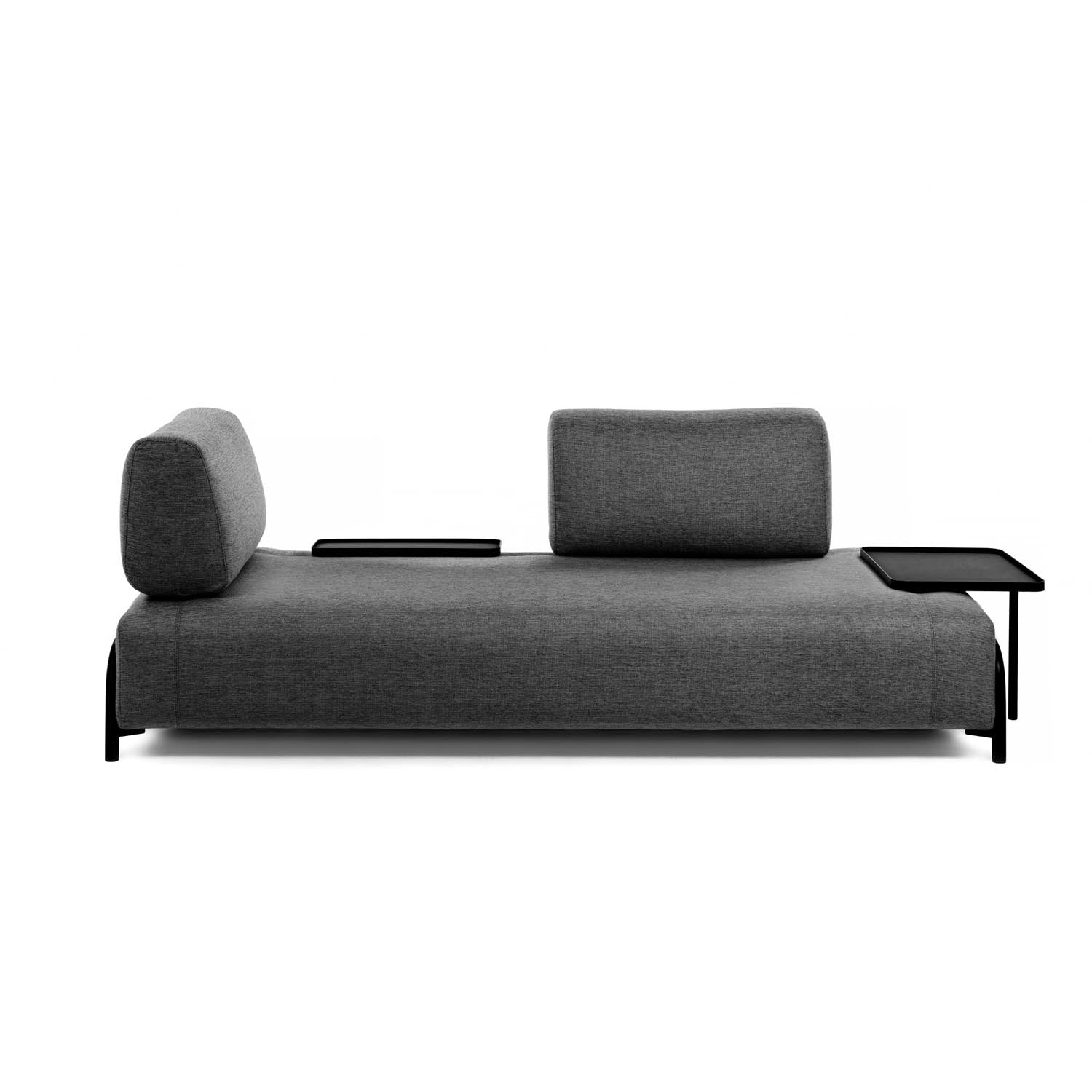 Elegantes 3-Sitzer Sofa in Dunkelgrau, 232 cm breit, mit strapazierfähigem Stoffbezug.