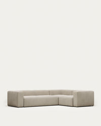 divano angolare a 4 posti <tc>Blok</tc>, ignifugo con ciniglia beige, 320 x 230 cm/230 x 320 cm