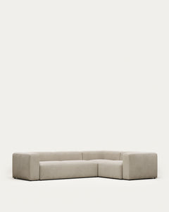 divano angolare a 4 posti <tc>Blok</tc>, ignifugo con ciniglia beige, 320 x 230 cm/230 x 320 cm