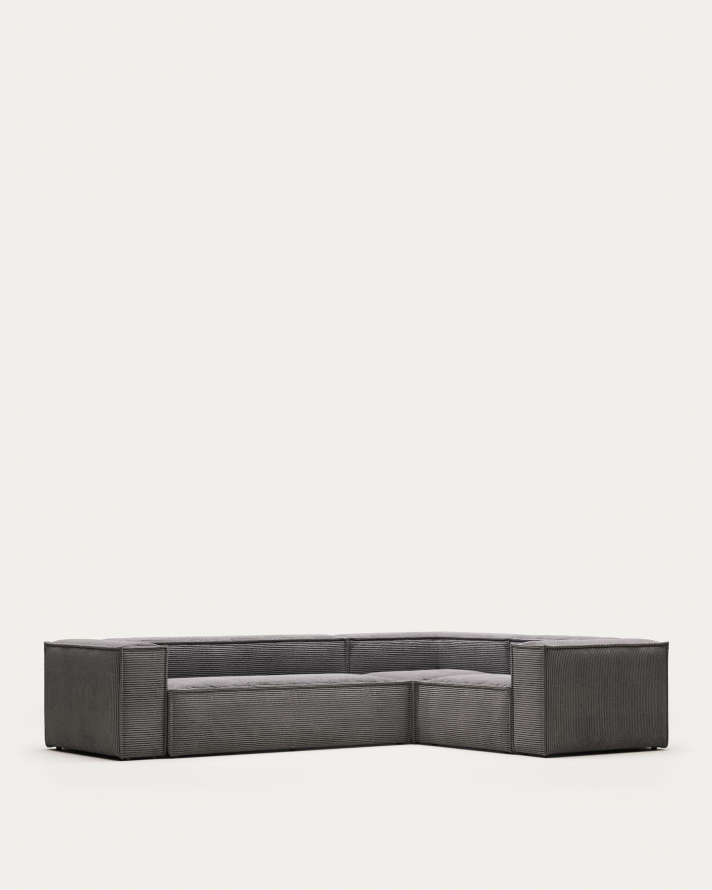 Blok 4-Sitzer-Ecksofa breiter Cord grau 320 x 230 cm / 230 x 320 cm FR in Grau präsentiert im Onlineshop von KAQTU Design AG. Ecksofa ist von Kave Home