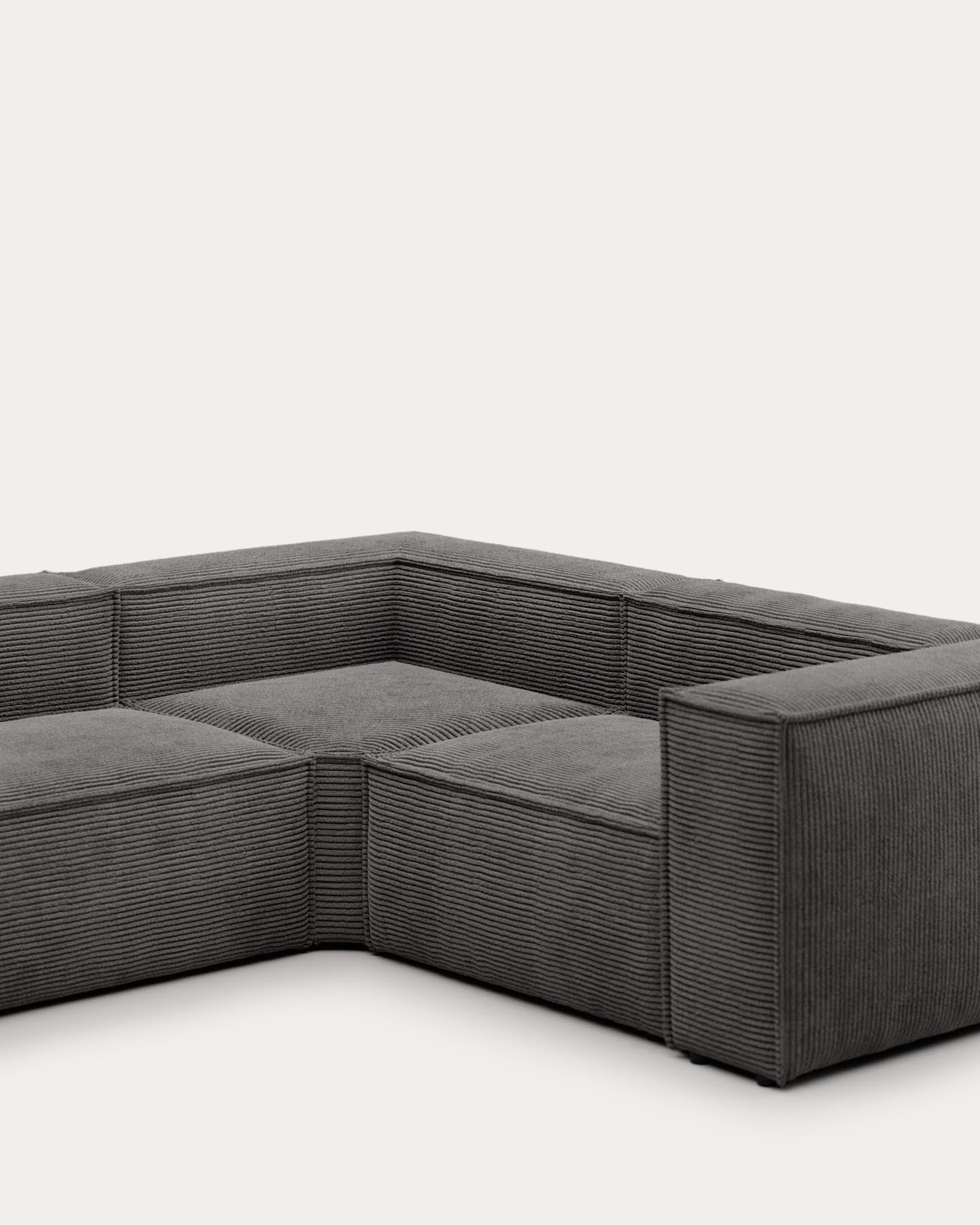 Blok 4-Sitzer-Ecksofa breiter Cord grau 320 x 230 cm / 230 x 320 cm FR in Grau präsentiert im Onlineshop von KAQTU Design AG. Ecksofa ist von Kave Home