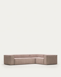 <tc>Blok</tc> Divano angolare a 4 posti, velluto a coste larghe, rosa, 320 x 230 cm/230 x 320 cm FR