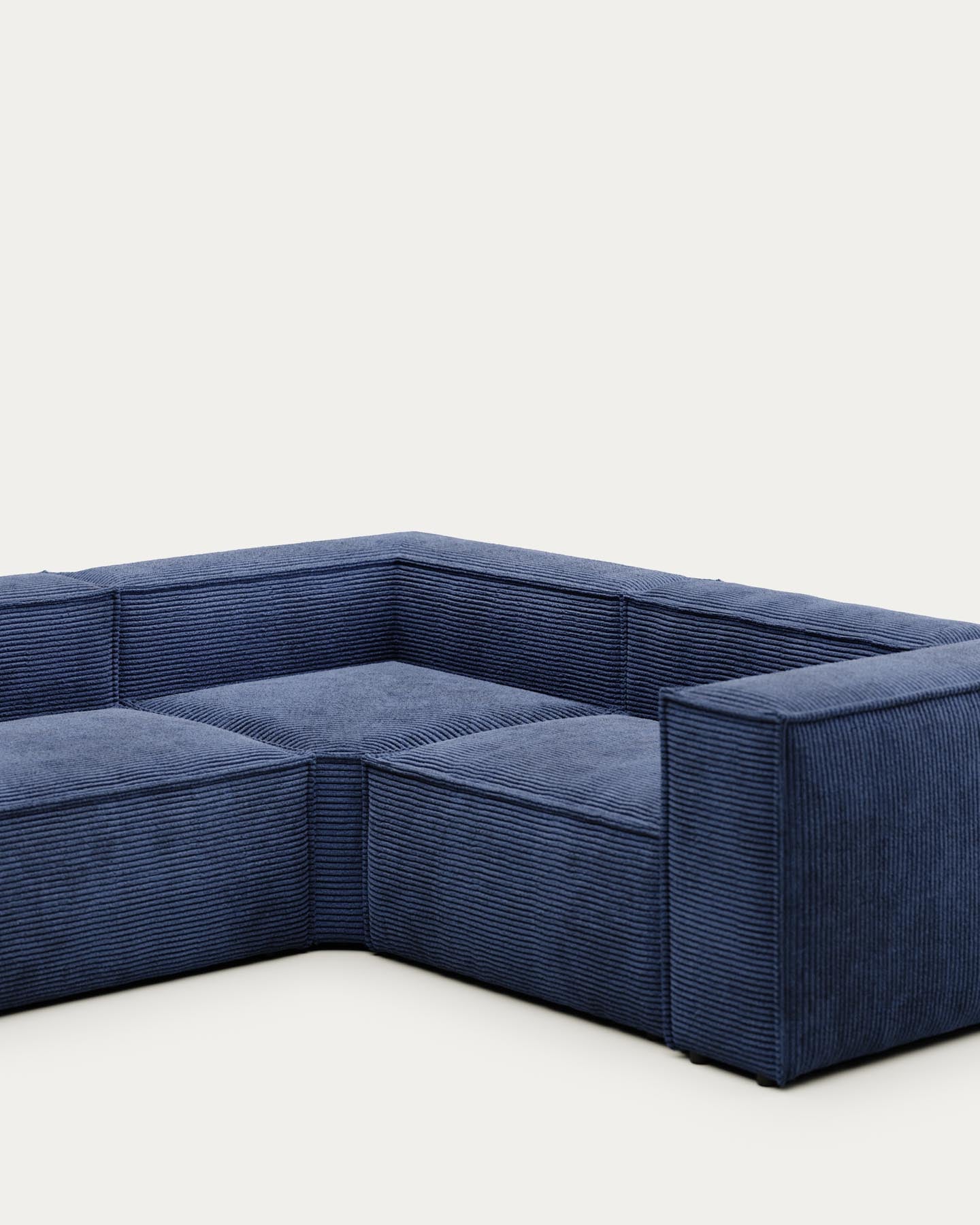 Blok 4-Sitzer-Ecksofa breiter Cord blau 320 x 230 cm / 230 x 320 cm FR in Blau präsentiert im Onlineshop von KAQTU Design AG. Ecksofa ist von Kave Home
