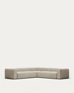 divano angolare a 6 posti <tc>Blok</tc>, ignifugo con ciniglia beige, 320 x 320 cm