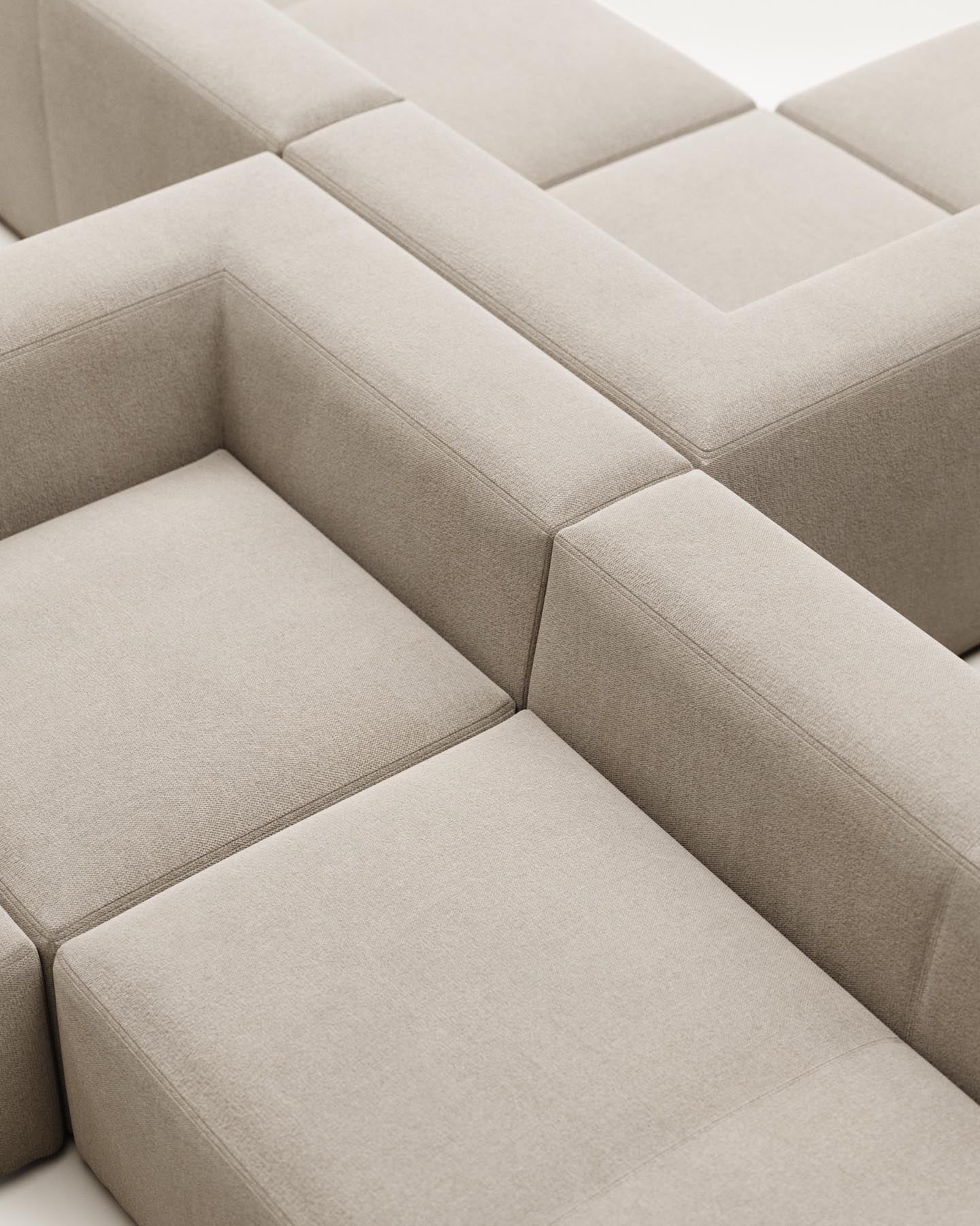 6-Sitzer-Ecksofa Blok, schwer entflammbar mit beiger Chenille, 320 x 320 cm in Beige präsentiert im Onlineshop von KAQTU Design AG. Ecksofa ist von Kave Home