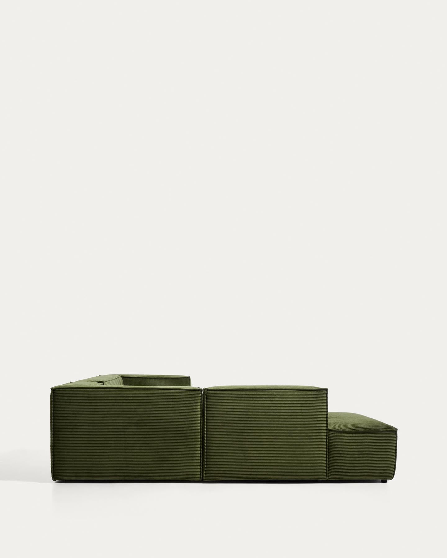 5-Sitzer-Ecksofa Blok mit Randmodul links in grobem grünem Cord, 255 x 320 cm, FSC Mix Credit in Grün präsentiert im Onlineshop von KAQTU Design AG. L-Sofa links ist von Kave Home