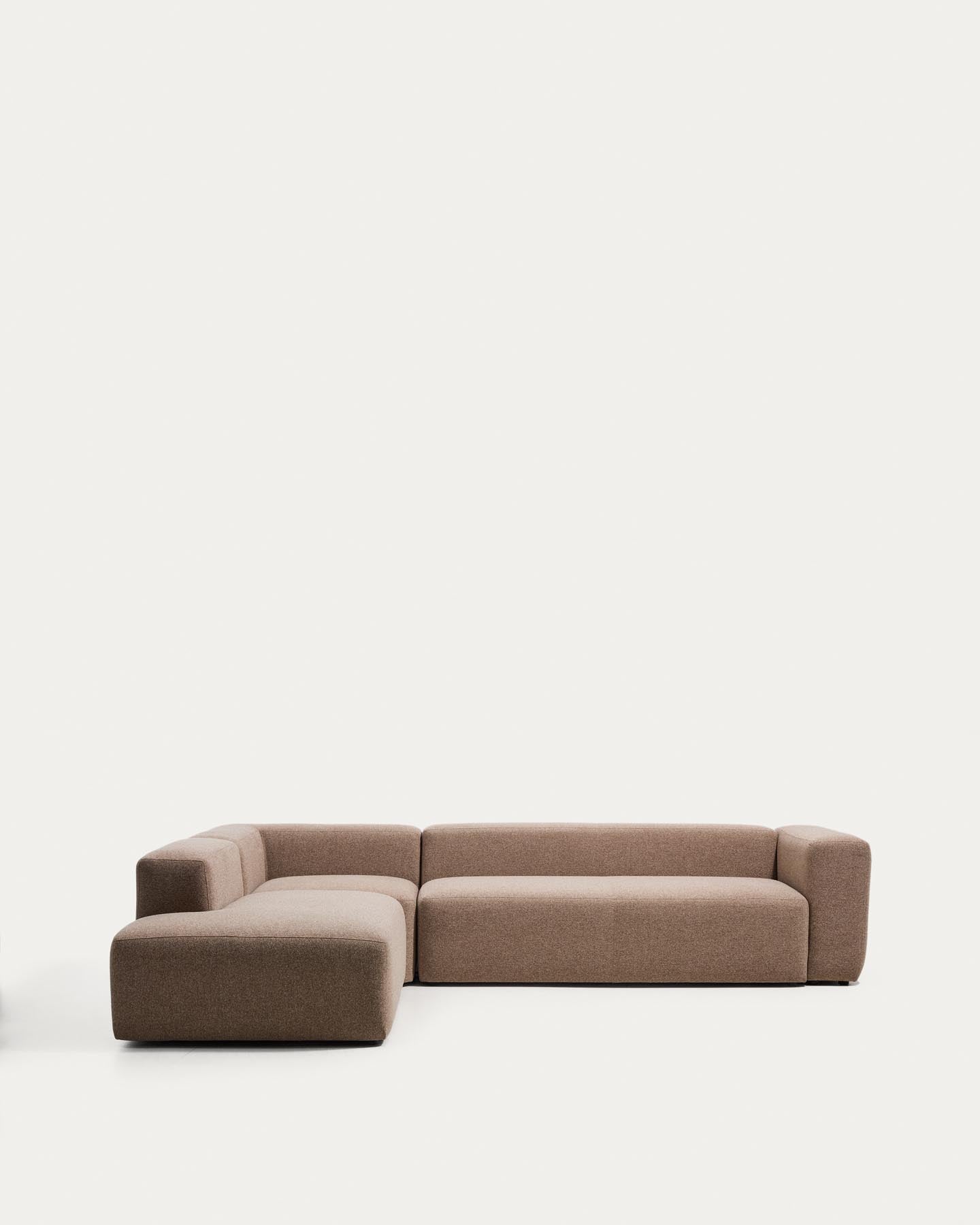 5-Sitzer-Ecksofa Blok mit Randmodul links in brauner Chenille, 255 x 320 cm, FSC Mix Credit in Taupe präsentiert im Onlineshop von KAQTU Design AG. L-Sofa links ist von Kave Home