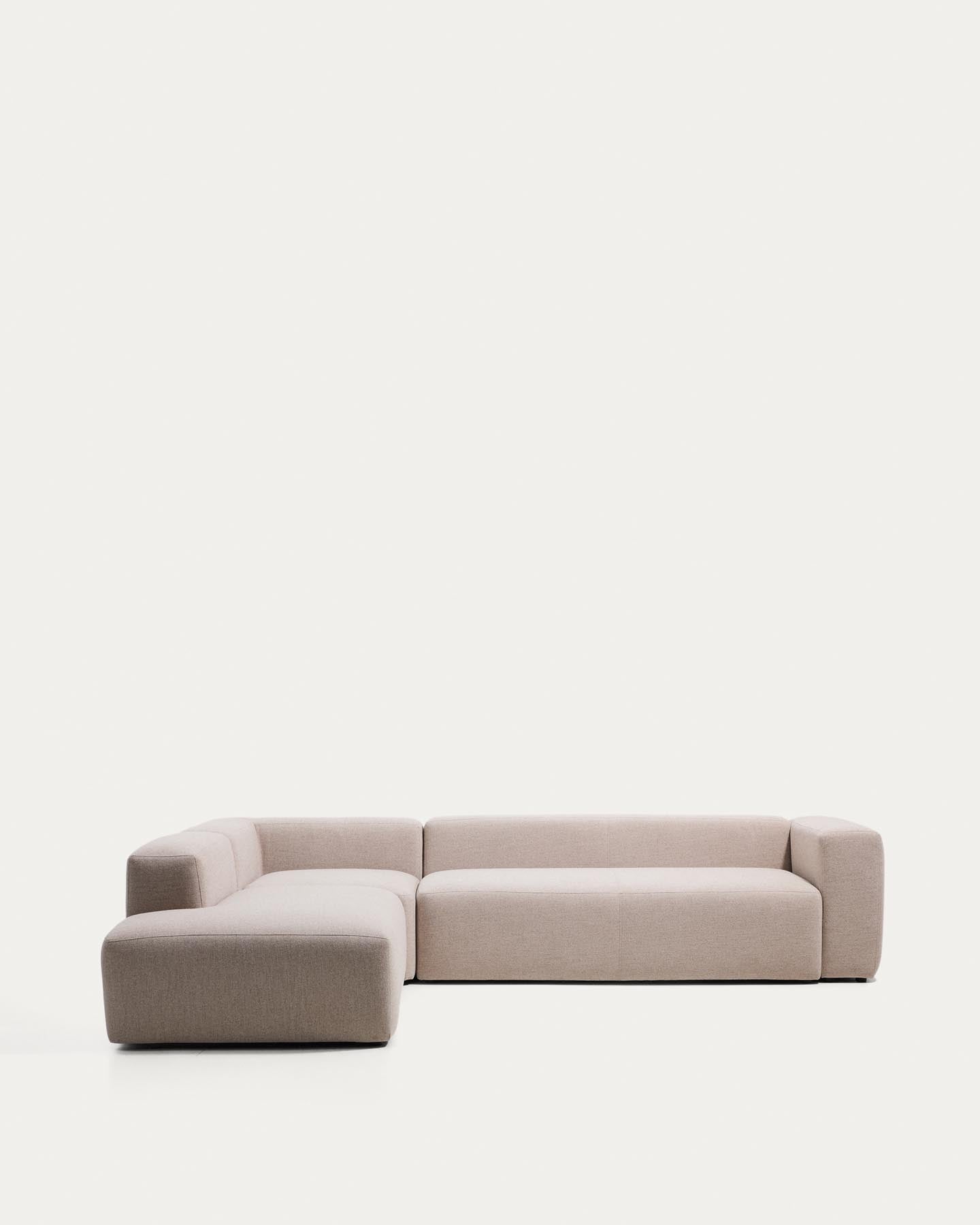 5-Sitzer-Ecksofa Blok mit Randmodul links in beiger Chenille, 255 x 320 cm, FSC Mix Credit in Beige präsentiert im Onlineshop von KAQTU Design AG. L-Sofa links ist von Kave Home