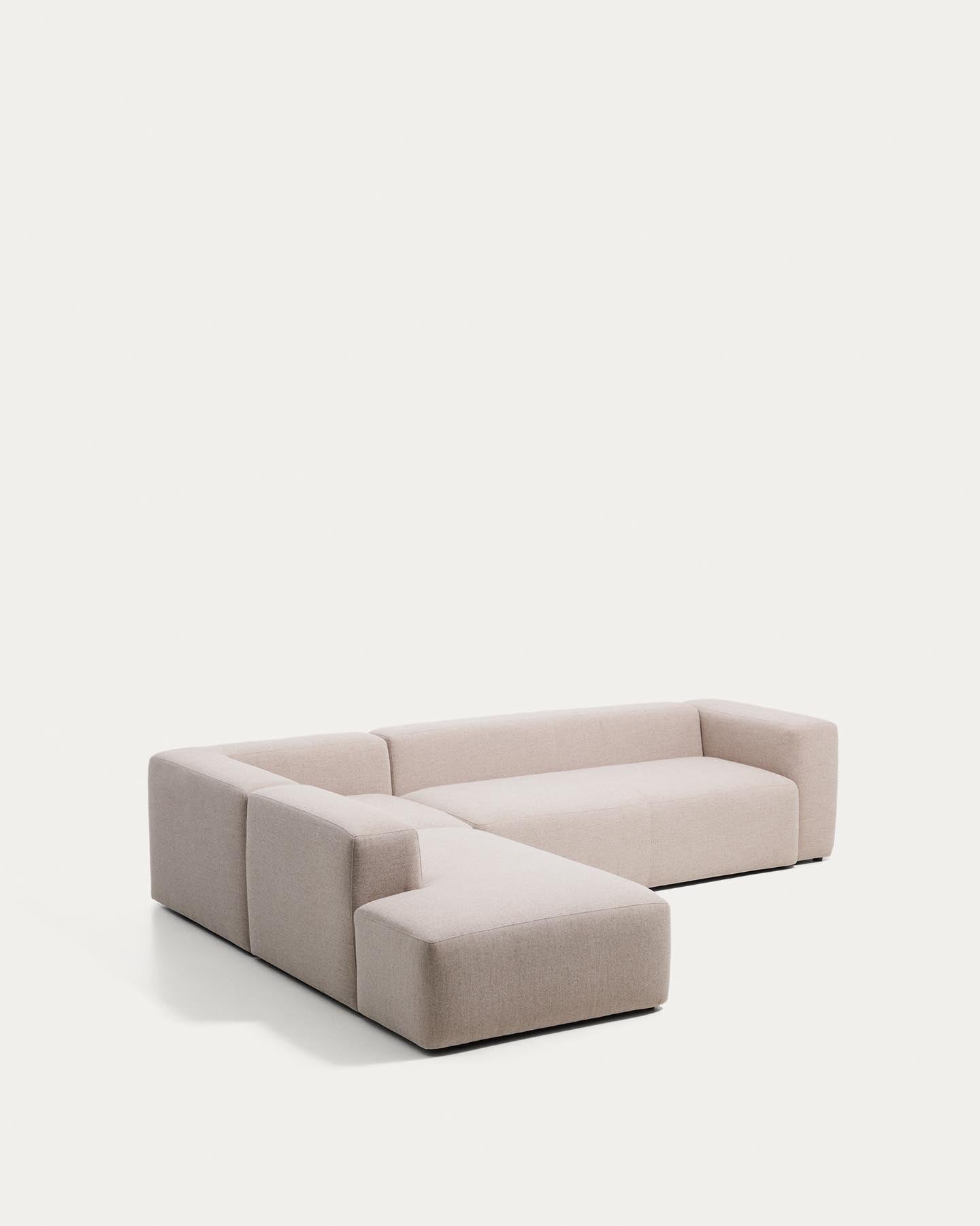 5-Sitzer-Ecksofa Blok mit Randmodul links in beiger Chenille, 255 x 320 cm, FSC Mix Credit in Beige präsentiert im Onlineshop von KAQTU Design AG. L-Sofa links ist von Kave Home