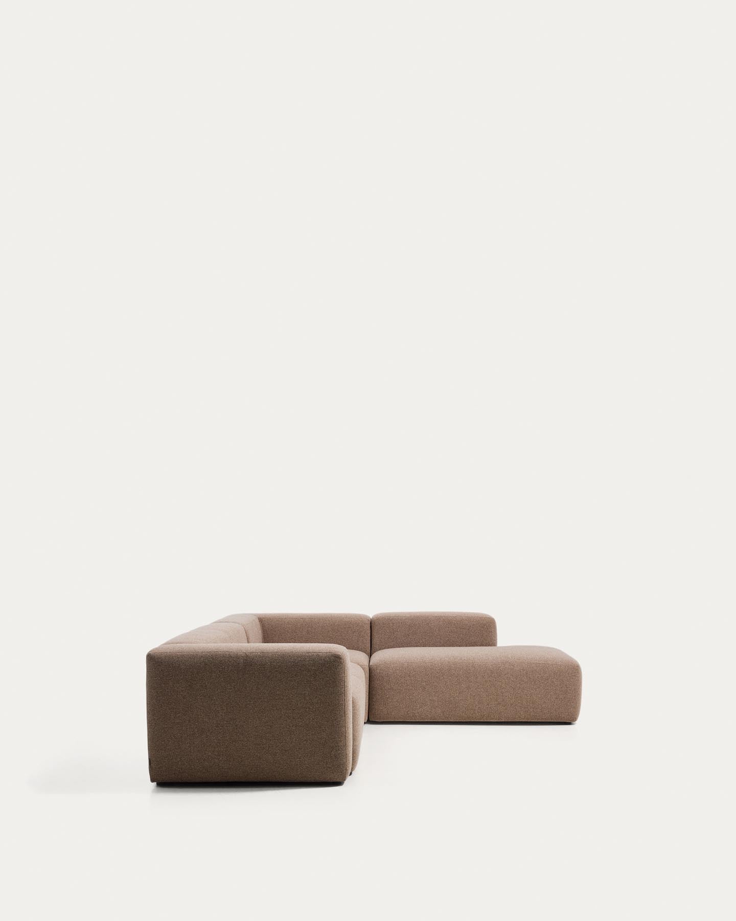 5-Sitzer-Ecksofa Blok mit Randmodul links in brauner Chenille, 320 x 255 cm, FSC Mix Credit in Taupe präsentiert im Onlineshop von KAQTU Design AG. L-Sofa links ist von Kave Home