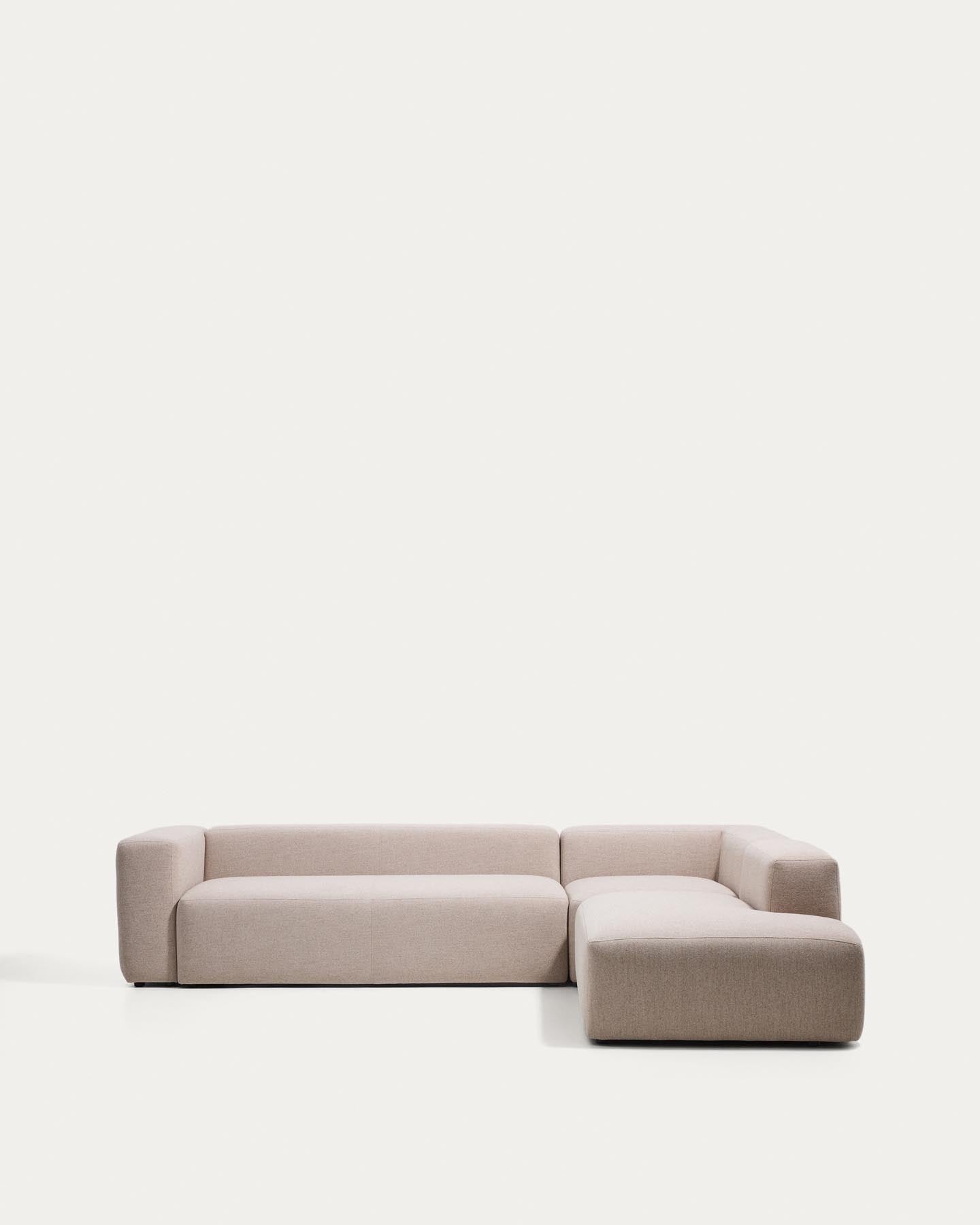 5-Sitzer-Ecksofa Blok mit Randmodul links in beiger Chenille, 320 x 255 cm, FSC Mix Credit in Beige präsentiert im Onlineshop von KAQTU Design AG. L-Sofa links ist von Kave Home